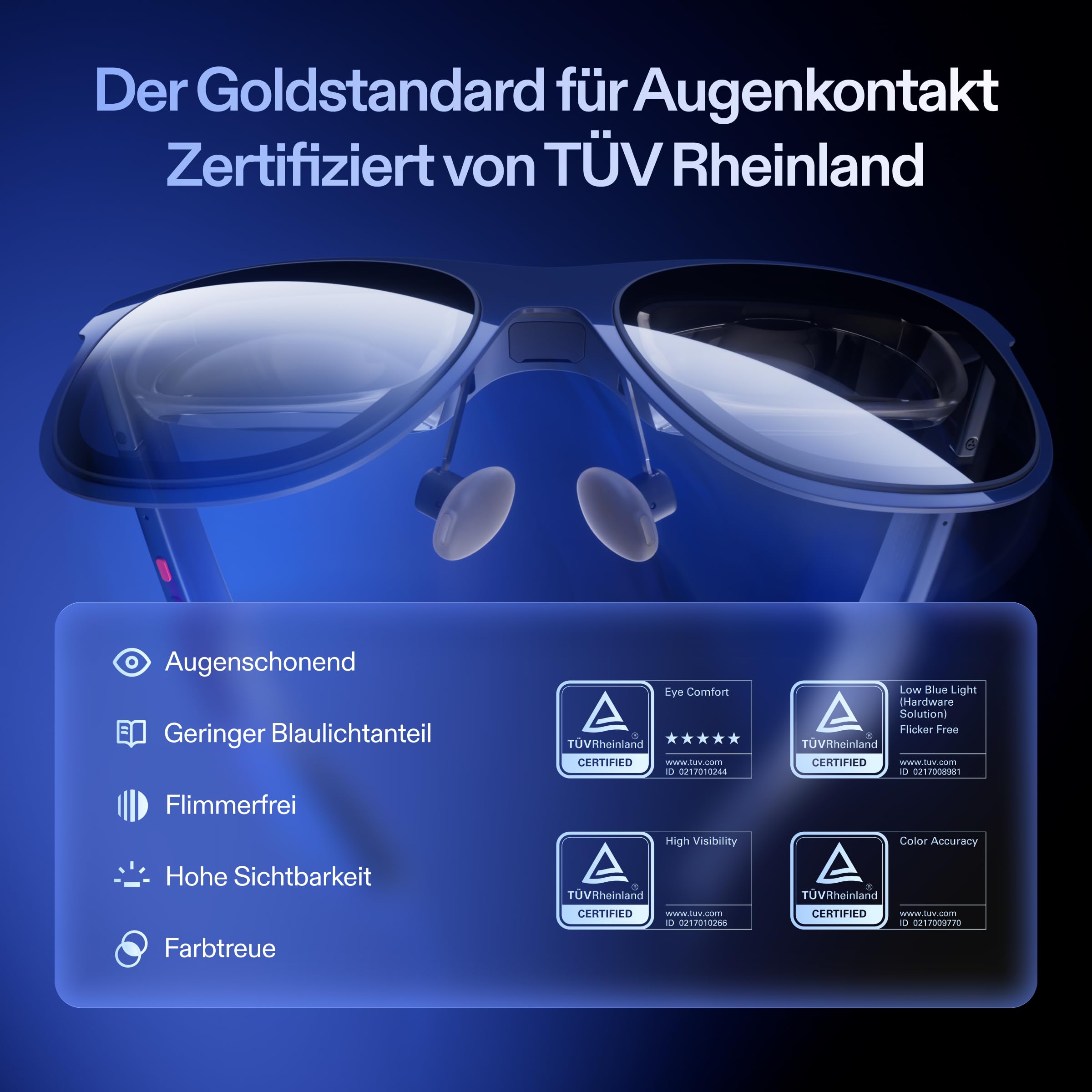 XREAL 1S AR/XR Brille, 500" Virtuell Bildschirm, 52° Sichtfeld, Native 3DoF, REAL 3D AR Glasses mit X1 Chip, kompatibel mit Alle USB-C DP-Geräte & iPhone 17/16/15, Handhelds wie ROG/SteamDeck
