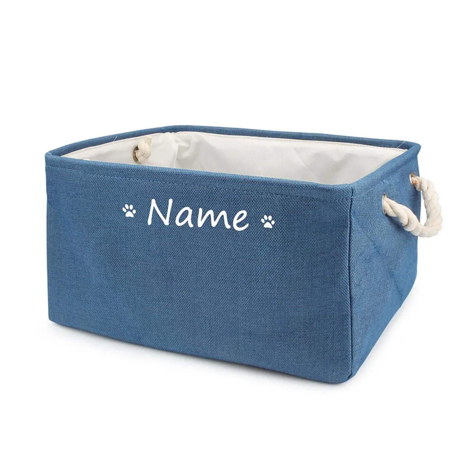 Personalized Pet Dog Toy Storage Basket,Dog Toy Box Customized,Customized Dog Basket, Customizable Dog Toy Box (Dark Blue,S 30x20x12cm)