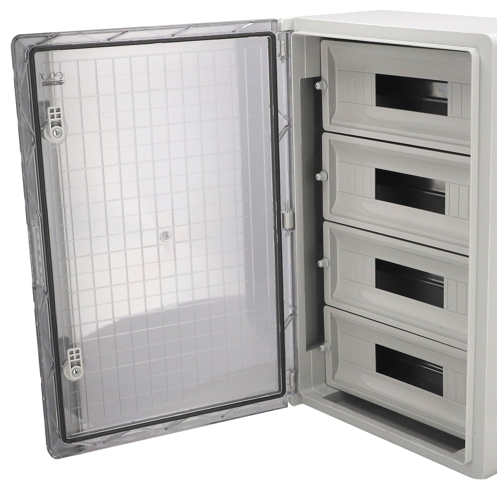 EDO Verteilerkasten Aufputz ABS 4-Reihig für 68 Module 400x600x200 mm IP65 | Sicherungskasten mit DIN-Schiene, Transparente PC-Tür, IK10, Grau - Stromkasten für Elektroinstallationen, Verteilerkasten
