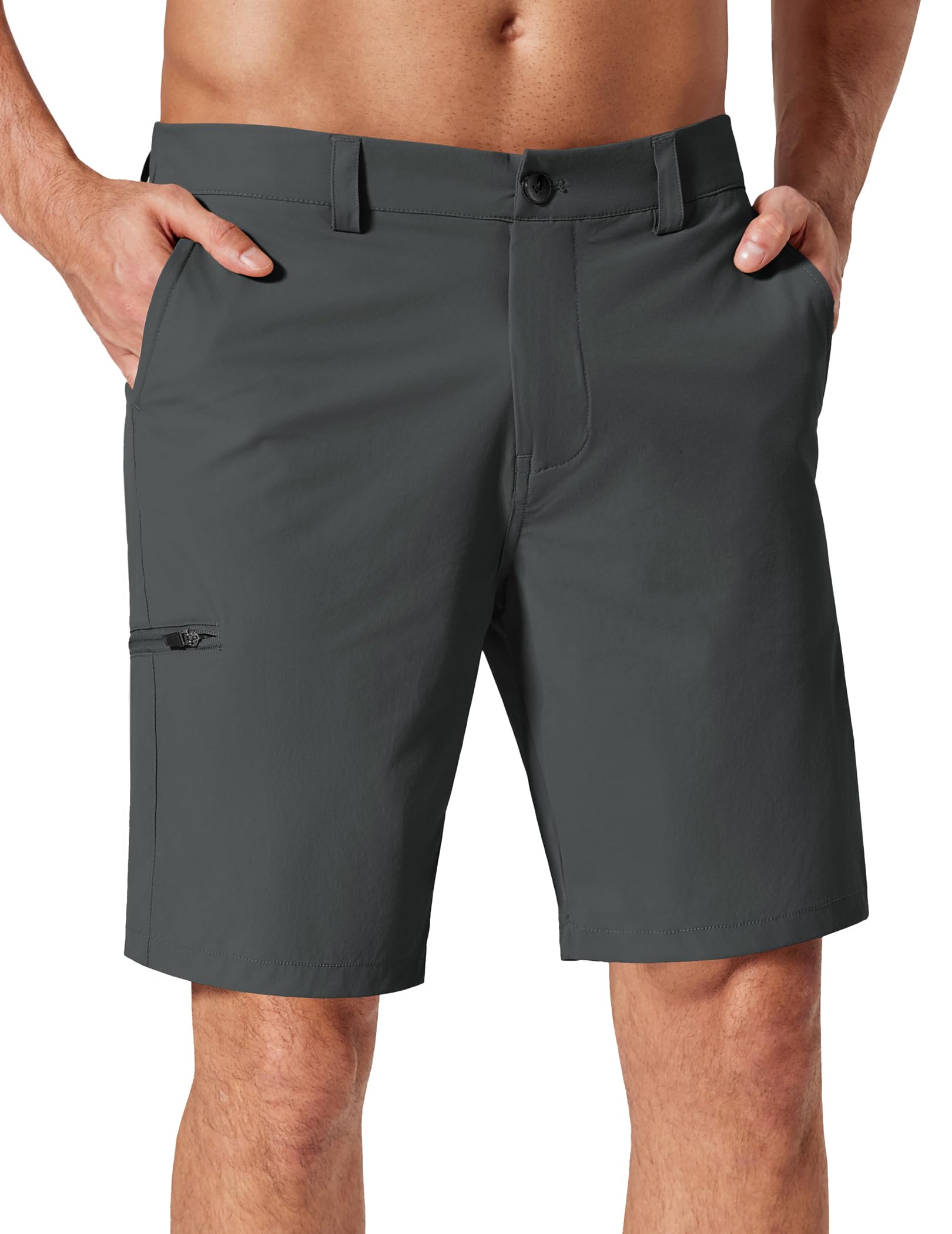 COOFANDY Men's Golf Shorts 9" Quick Dry Stretch Dress Shorts with 6 Pockets Lightweight Casual Hiking Shorts