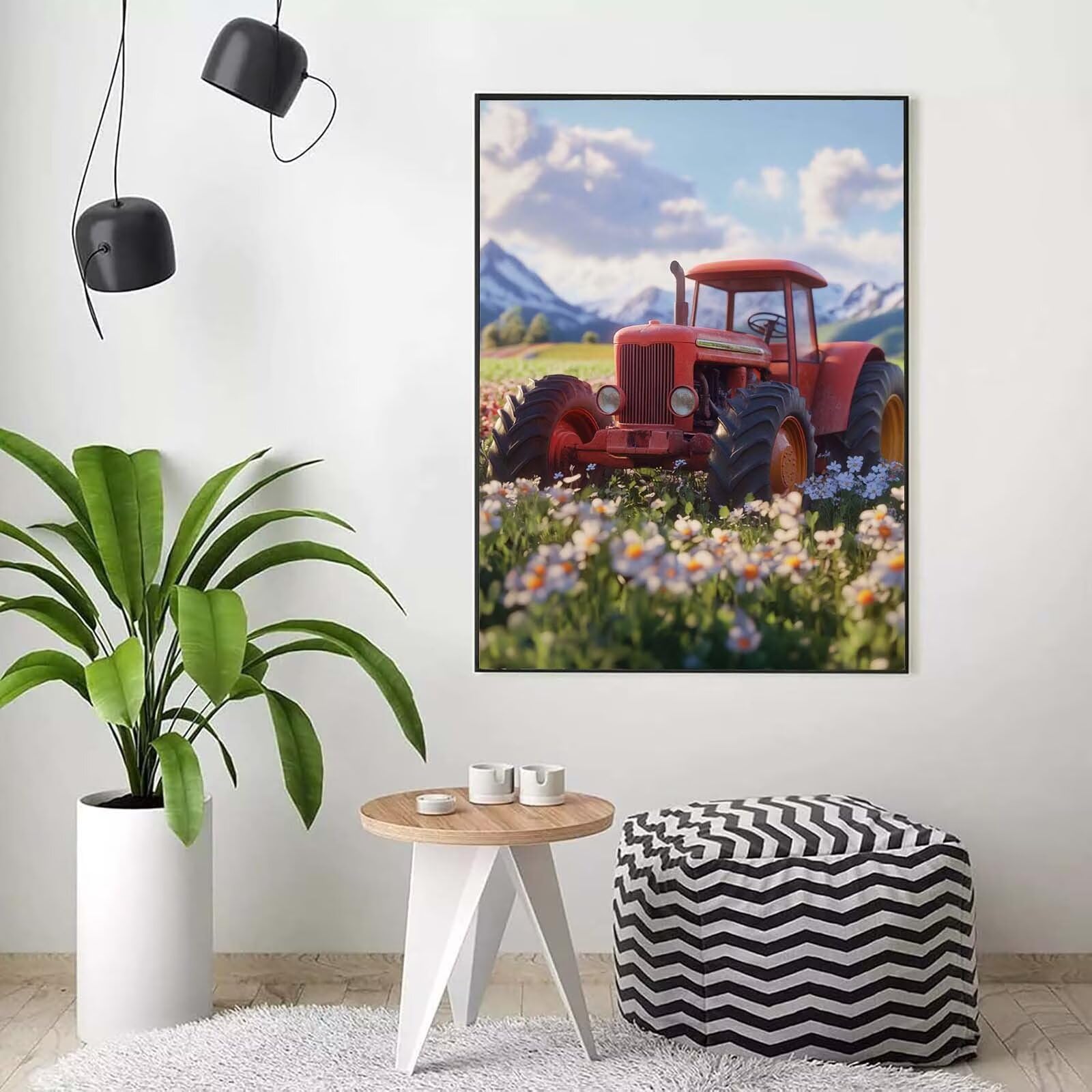 Peinture Numero Adulte paysage, Activité Manuelle Adulte 70x90cm j0-227 | Peinture Numero Tracteur-2 avec Pinceaux et Peintures Acryliques, DIY Creatif Toile Kits Débutant, Decoration Chambre Cadeau