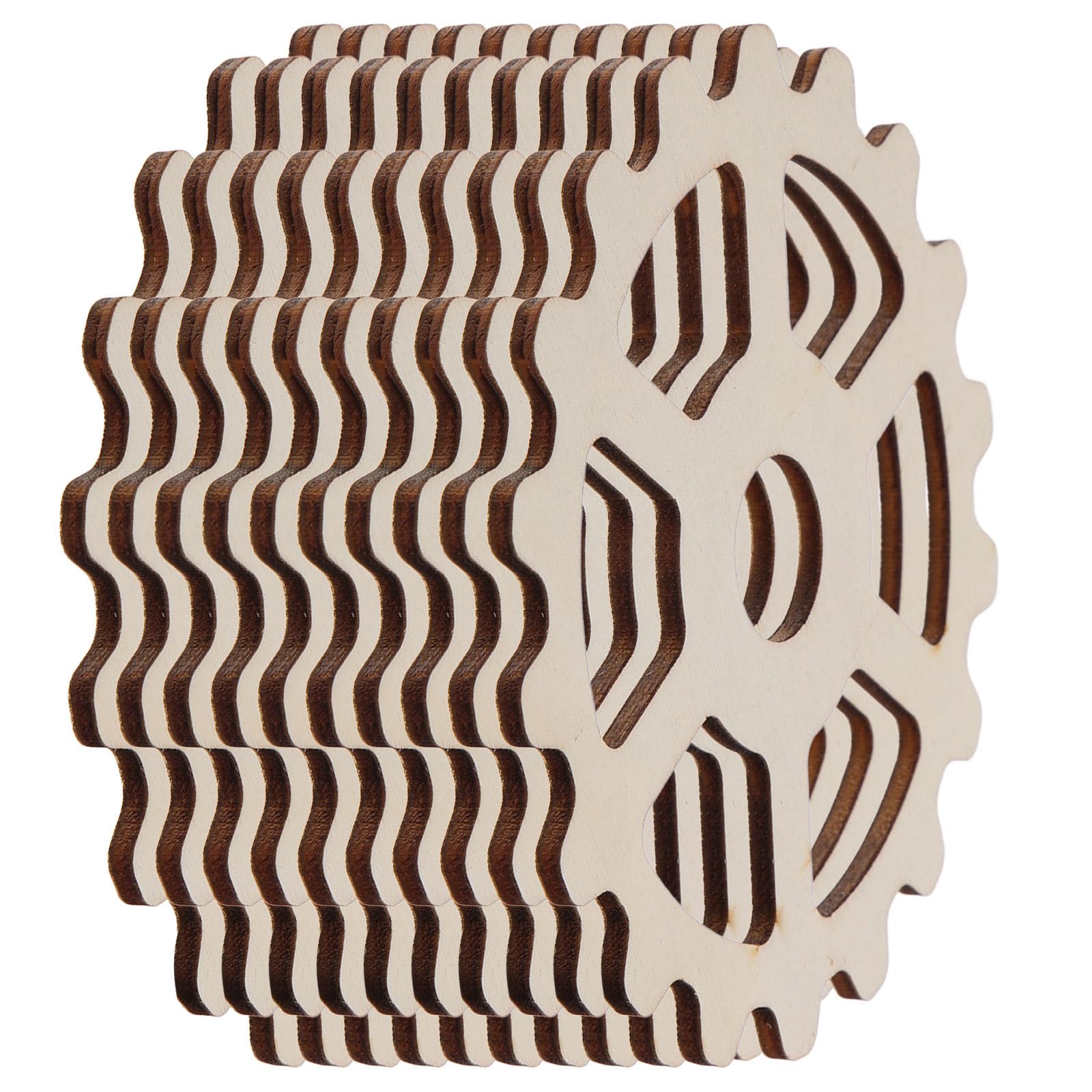 COHEALI 10pcs Wooden Gear Cutouts Unfinished Wood Chip Craft Supplies DIY Gear Wood Slices for Crafts and Decor