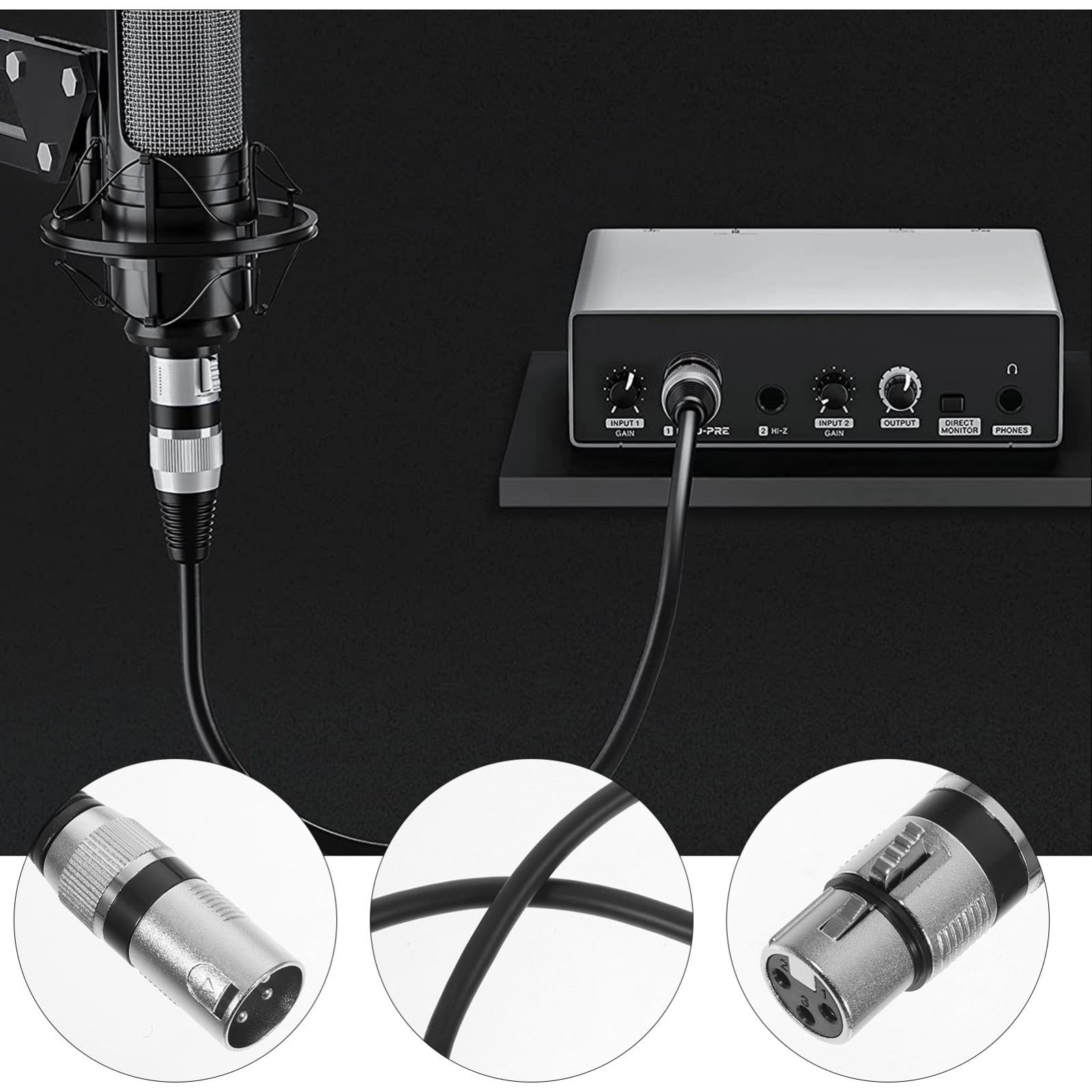Microfono Resistente Cavo Maschio a Femmina 3 Pin Xlr Confezione da 6 Pezzi in Rame senza Ossigeno 0,5m per Sistemi Audio Ktv