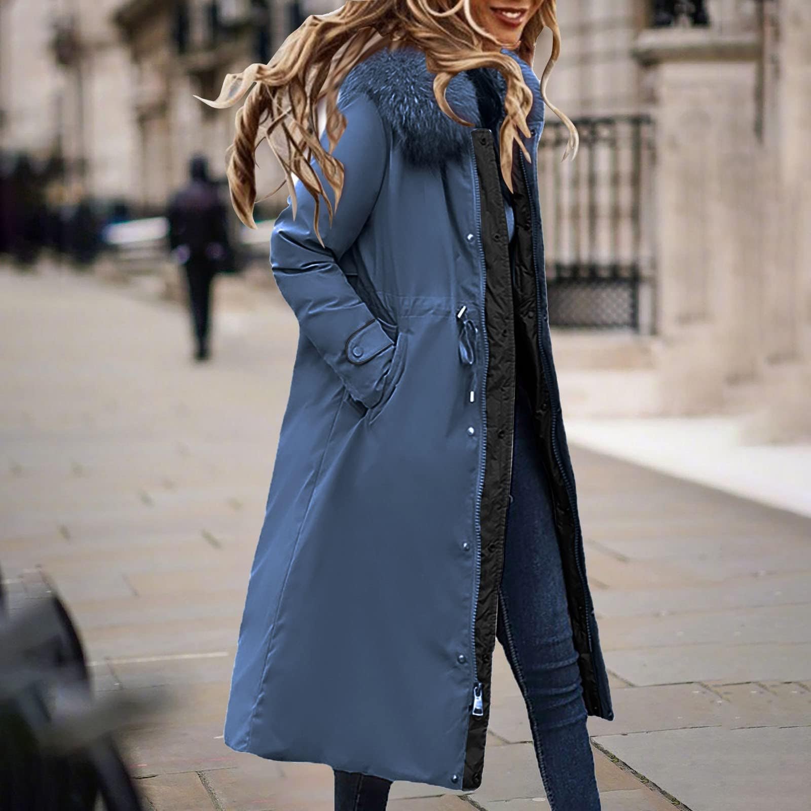 Generico Giacca Trapuntata Donna Piumino Lungo con Cappuccio Ripiegabile Piumini Elegante Giacca Ripiegabile Donna Giacconi Invernali Taglie Grandi Cappotto Ultraleggero Giubbotti Imbottiti Giubbini