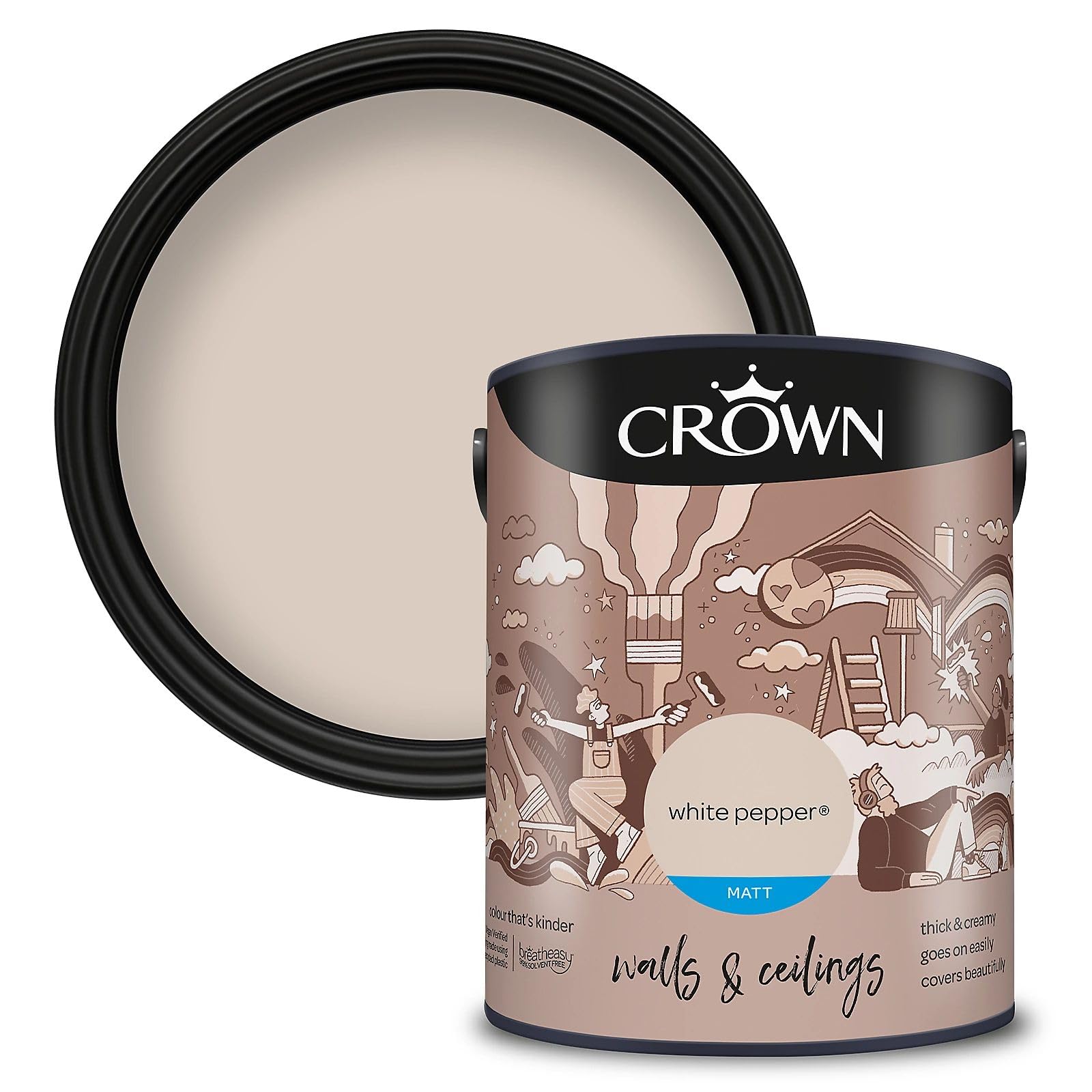 Wallpaper Empire White Pepper Crown 5L Matt Emulsion Paint – Breathable Walls & Ceilings Interior Paint