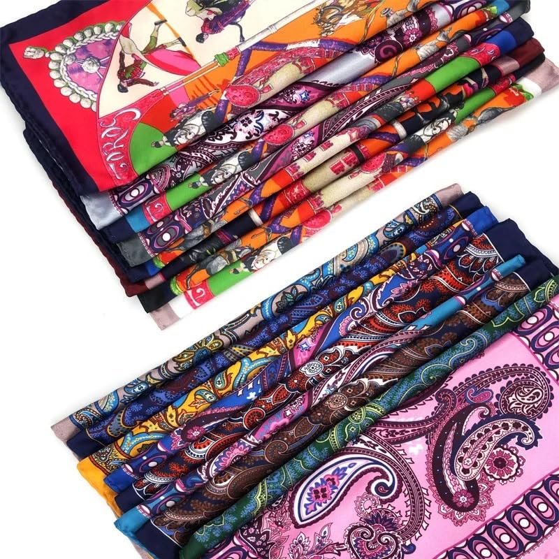 HCKCVBDDG 2PC Suit Pocket Chest Towel Printed Small Square Retro British Korean Dress Handkerchiefs(C17 2PC)