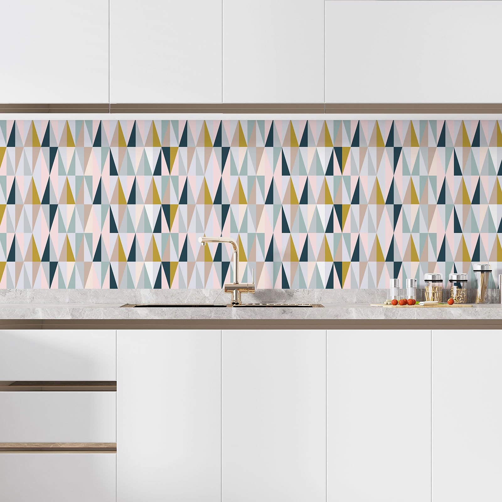 Lumalea Crédence/Adesivo da cucina, motivo geometrico 3617680481882, adesivo + protezione opaca, 90 x 90 cm