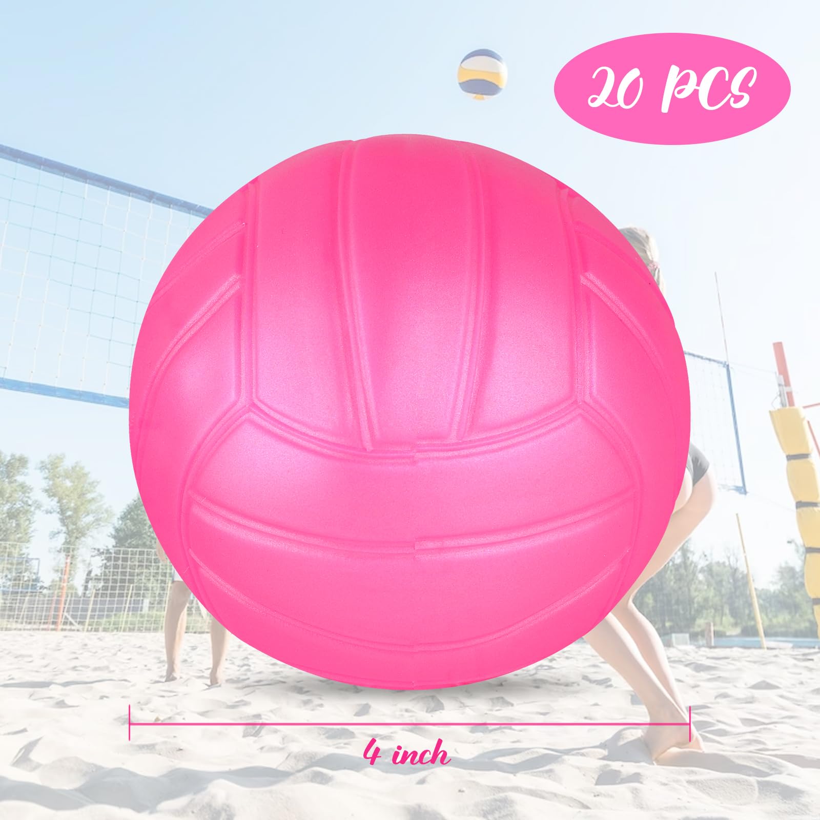 20 mini pelotas de voleibol de vinilo de 4 pulgadas, bolas de repuesto para juegos de red redonda, regalos para jugadores de VB, equipo adolescente, estadio de piscina