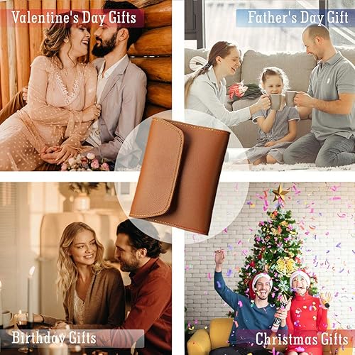 Miniatura 6 de Regalos para hombres/mujeres, juego de manicura de acero inoxidable con funda de piel sintética, herramienta de cuidado personal (marrón)