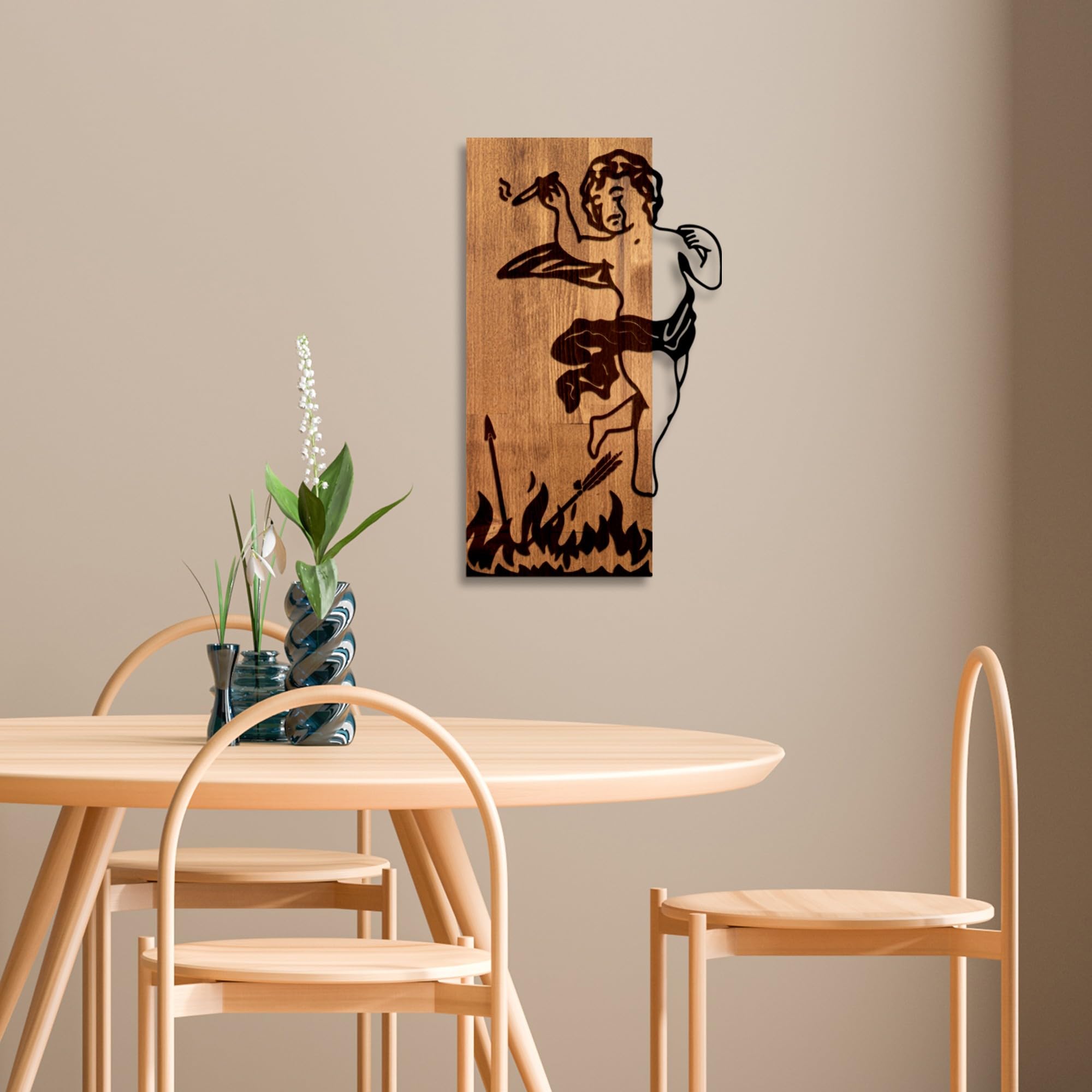 Wallity - Quadro Decorativo In Legno E Metallo, Nero/noce 37x57.5 Cm, Perfetto Per Pareti Moderne