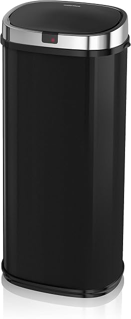 Morphy Richards Chroma 971502 Square Sensor Bin with Motion Sensing Technology and 3 Lemon Scented Bin Liners, 42 L, Black