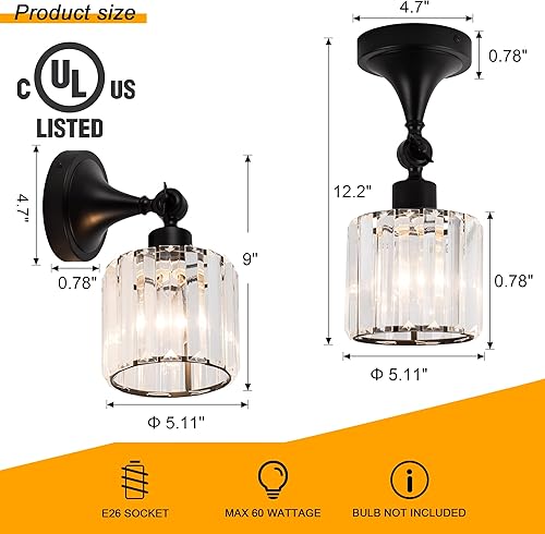 Miniatura 2 de Edzemuwa Flush Mount Ceiling Light Fixture Modern Black Entryway Light fixtures Farmhouse Lighting for Porch Hallway Kitchen BedroomBlack E26