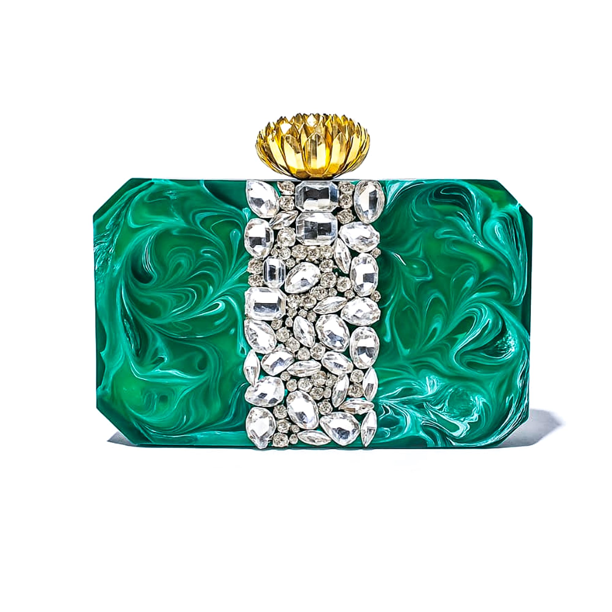 tz handicraft Resin Clutch Bag for Women with Intricate Stone Work & Golden Lotus Knob Party nikah wedding Purse handcrafted resin clutch bag with stone work-picture-47