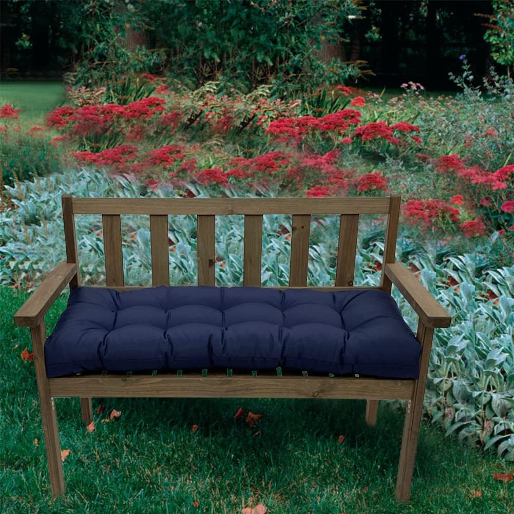 SEAHOME Waterproof Indoor/Outdoor Garden Bench Seat Cushions,Tufted Loveseat Cushion for Patio Furniture,Swing, Wicker, Garden Bench, Indoor, Shoe Storage, Window (51.1 X 19.6 Inch, Navy)