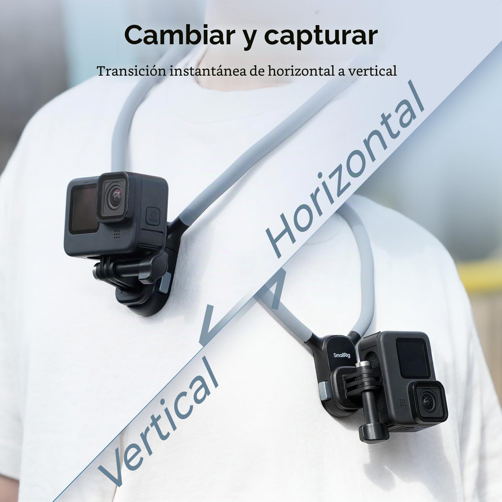 SMALLRIG Magnetic Neck Mount for Action Camera, Quick Release One-Click Button & Ergonomic Design, for GoPro Hero 12/11/10/9, for dji Action 4/5, for Insta360 Ace Pro 2, 5126