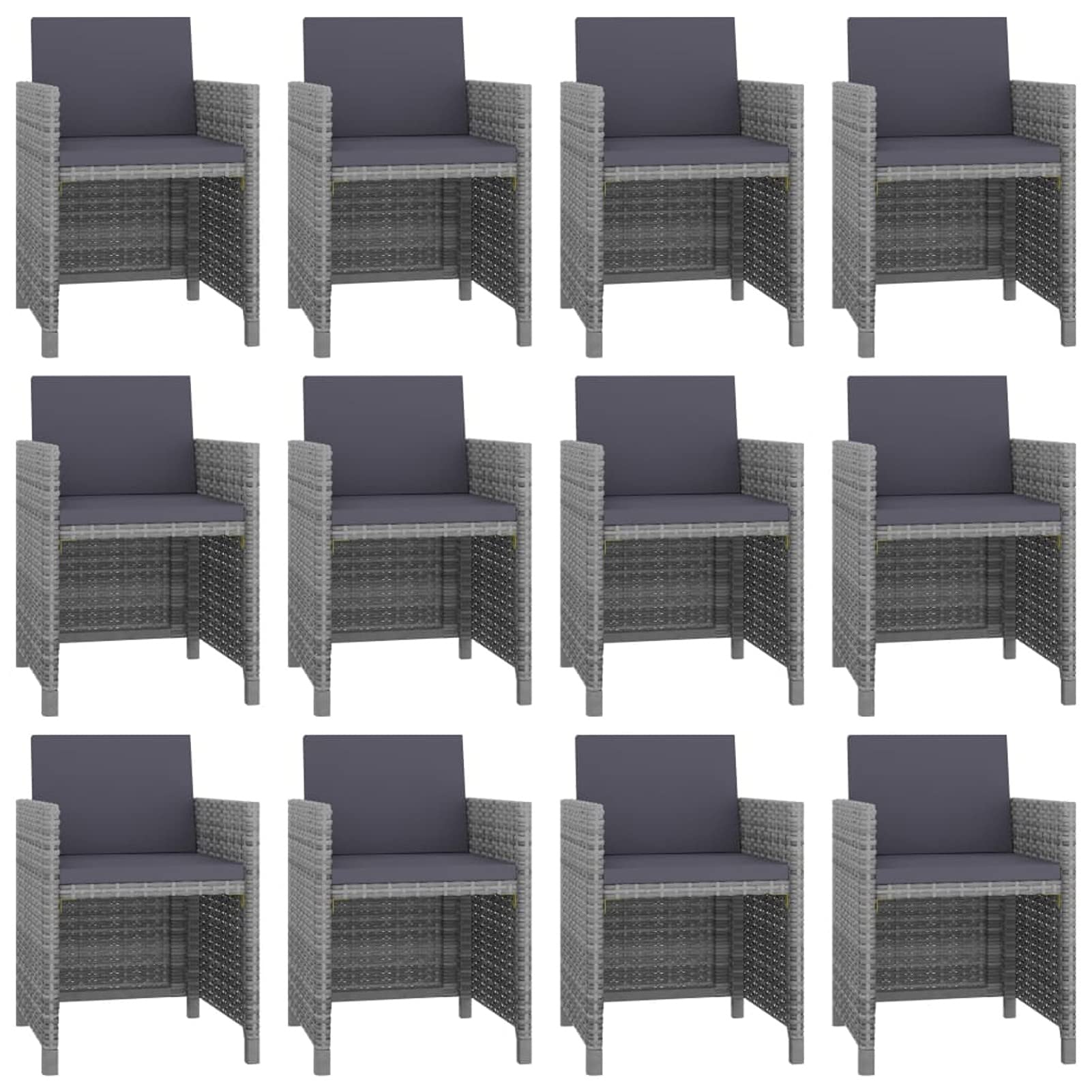 Homgoday Set Comedor de jardín 13 Piezas y Cojines ratán sintético Gris Conjunto de Comedor de Exterior Conjunto de Muebles de Jardín terraza Exterior Sillas y Mesa con Cojines incluidos