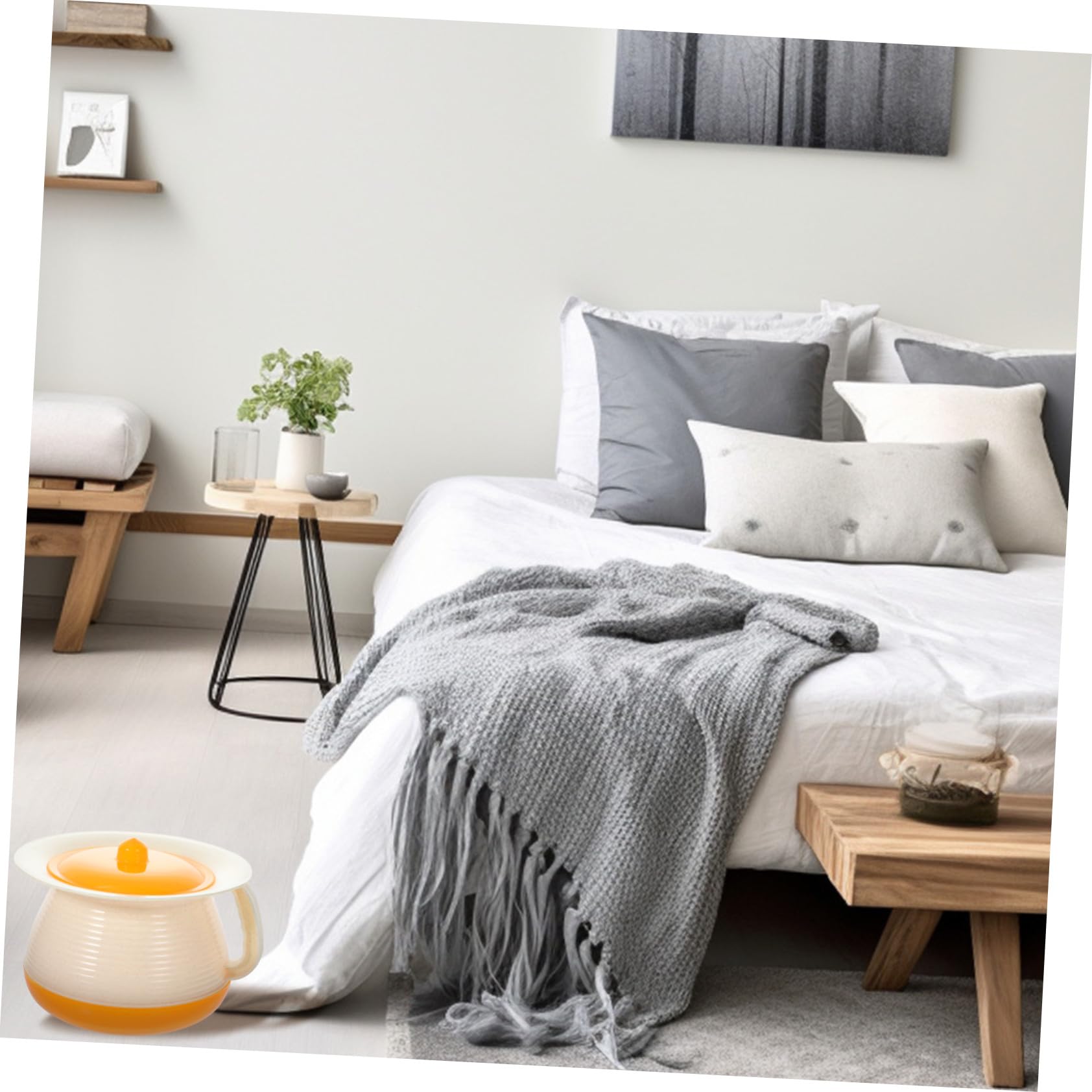 Orinal Doméstico con Tapa para Adultos Resistente y Compacto con Redondeados para Cama y Emergencia Práctico para y