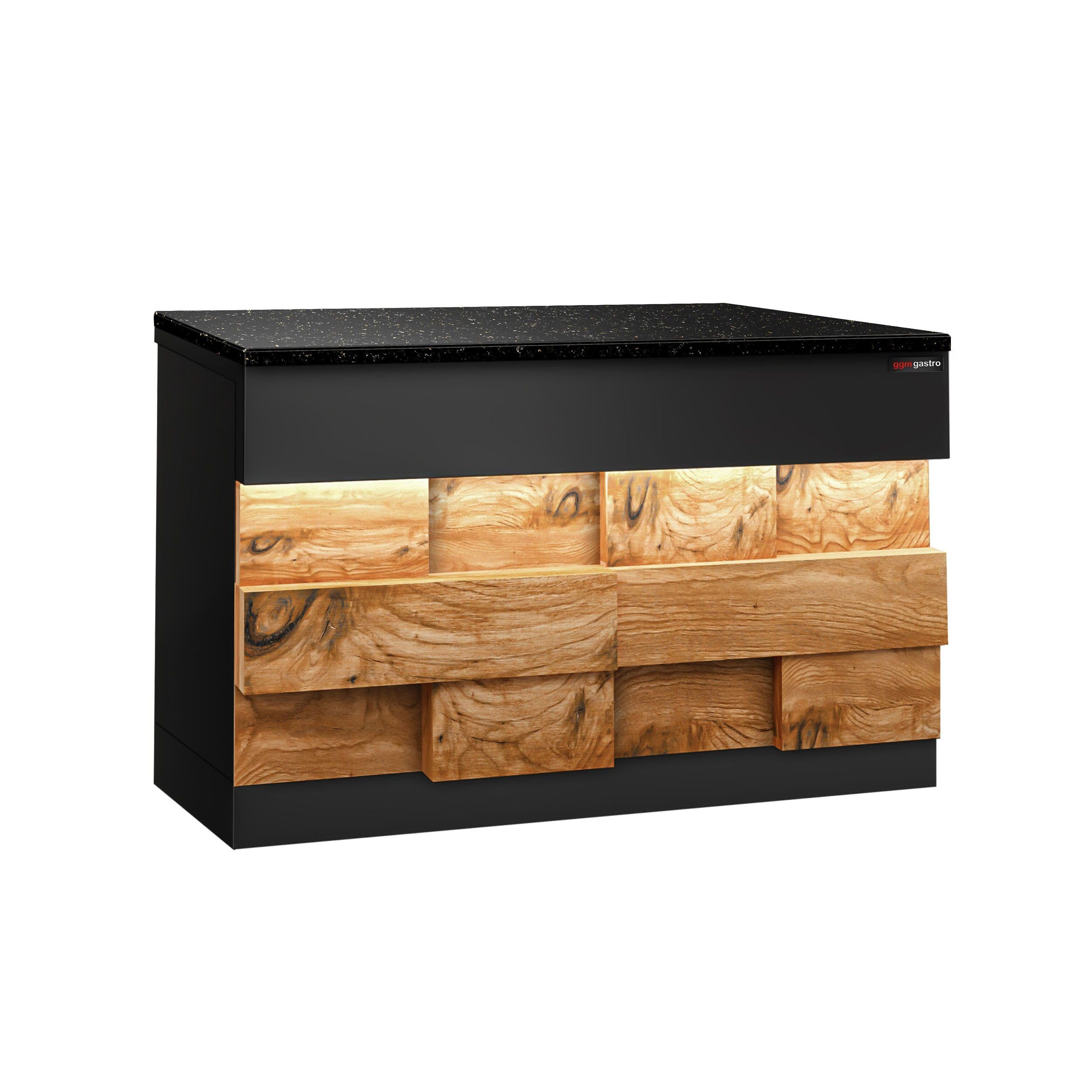 GGM Gastro Kassentisch Toronto 1500 mm | robuste Granitarbeitsplatte, edles Design mit LED-Beleuchtung, ergonomische Arbeitshöhe, pflegeleicht, direkt einsatzbereit