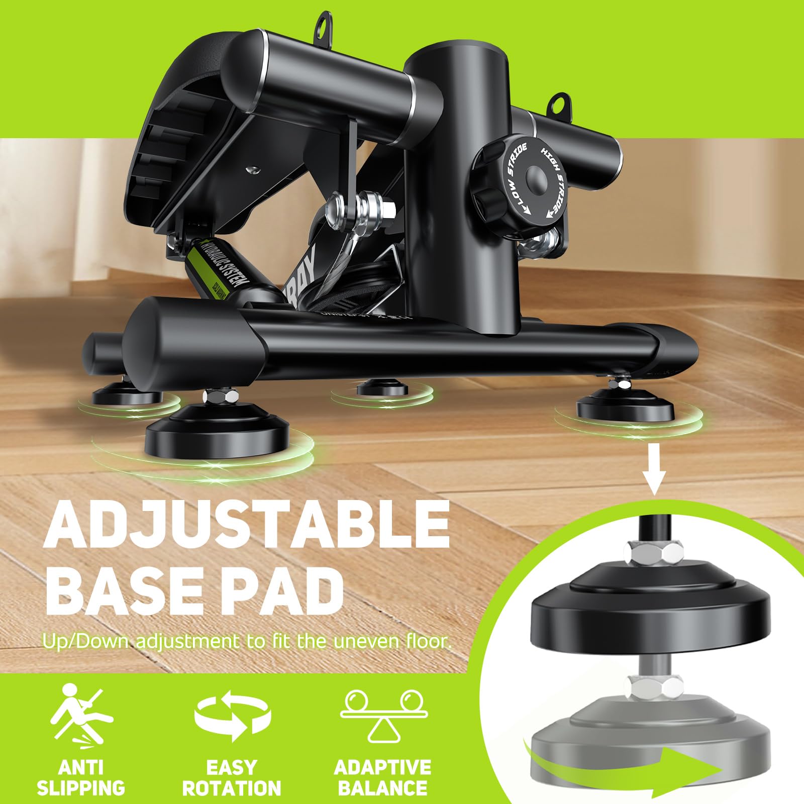 Mini stepper con bande di resistenza, stepper per scale per allenamento a casa, capacità 158,8 kg, macchina passo-passo con monitor LCD