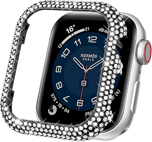 Miniatura 7 de Mosonio Funda de metal compatible con Apple Watch de 1.575 pulgadas, funda protectora de metal brillante y duradera para mujer, funda protectora