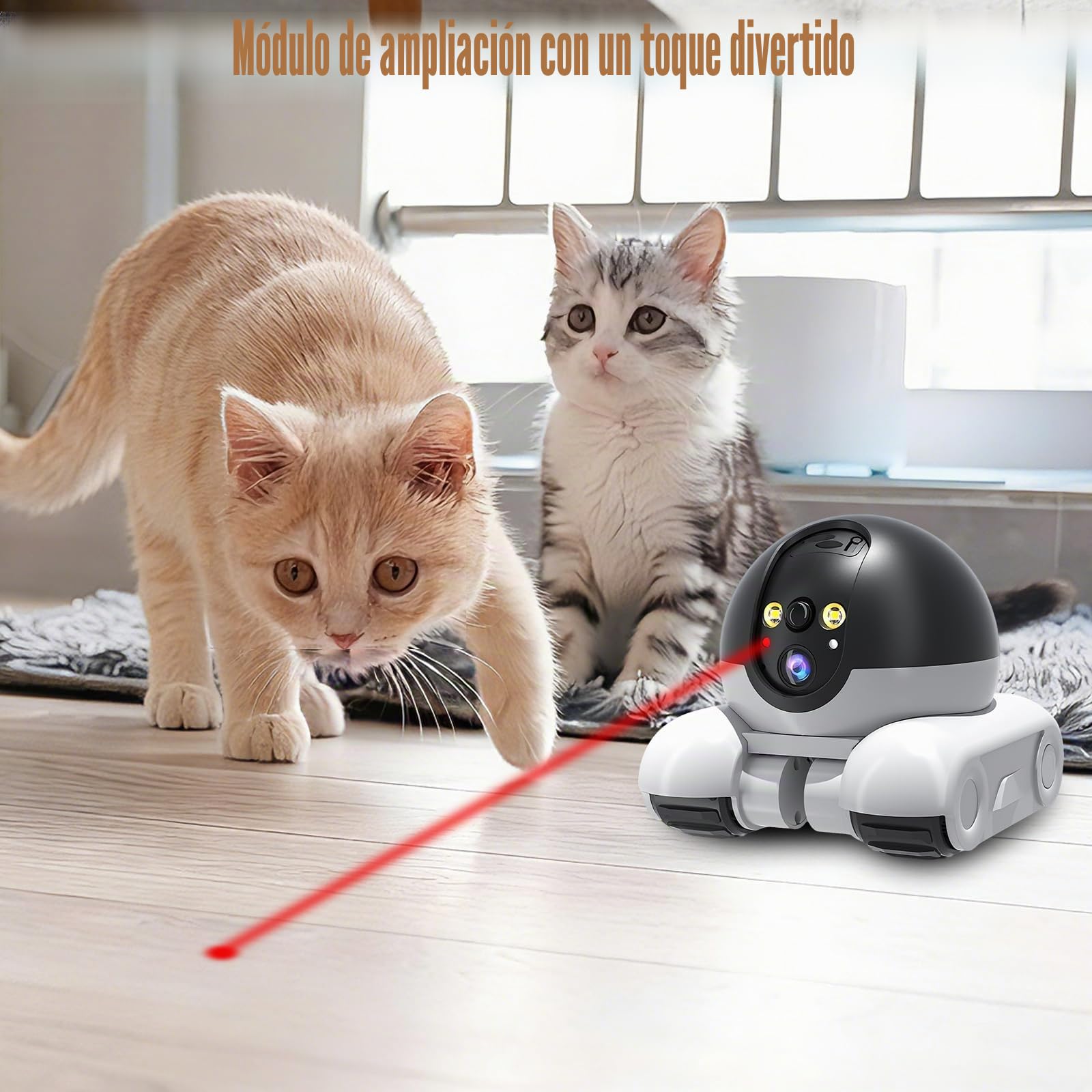 Robot Camera, 1080P Duales Cámara Robot para Mascotas con Audio 2 vías, Visión Nocturna, Reconocimiento de Movimiento, Grabación de vídeo, Control de Aplicaciones para Gatos, Perros, Bebé