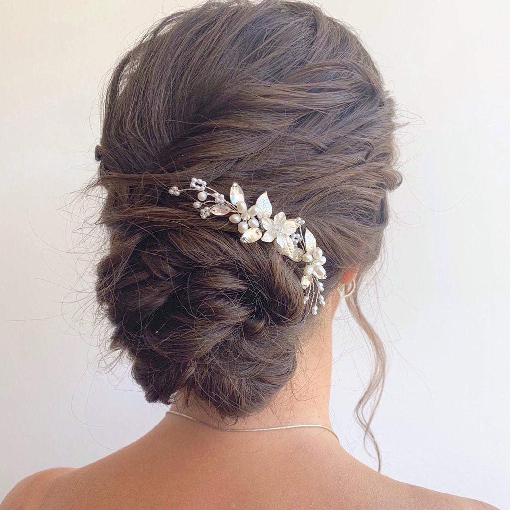 Relandy Bride Wedding Hair Pins Silver Crystal Headpiece Leaf Bridal Hair Accessories for Women and Girls(Pack of 3) - Image 4