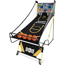 Arcade Basketball Sport,Foldable Indoor Dual Basketball LED Scoring System with Sound Effects,Dual Shoot Sport for Home, Rec Room.Fun for All Players Black
