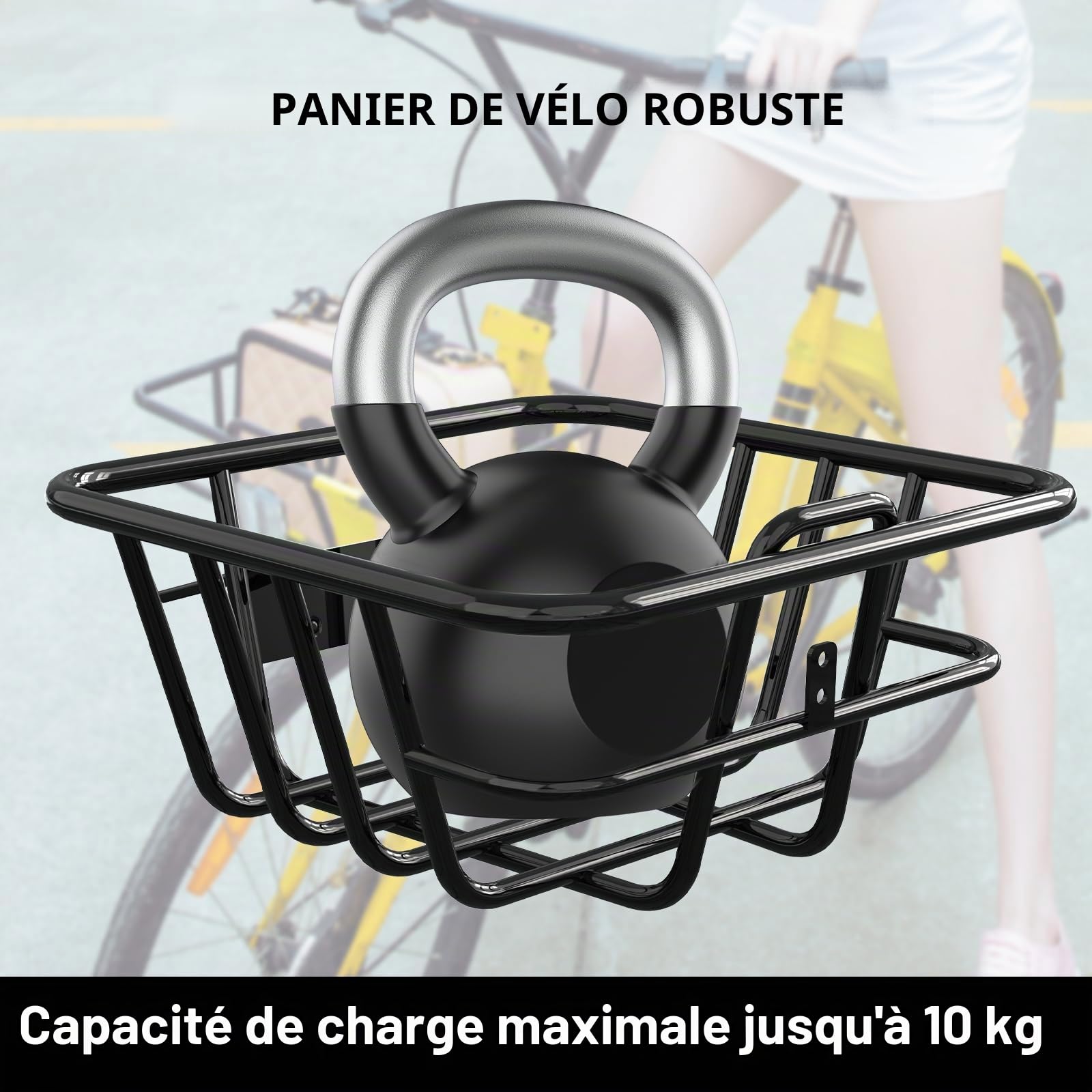 HITWAY Panier Avant pour vélo, Panier pour vélo, imperméable, Facile à Installer, Panier pour vélo, métal Noir