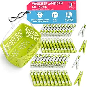 48 Stück Wäscheklammern Mit Aufbewahrungsbeutel - Windfest & Spurfrei In 4 Farben