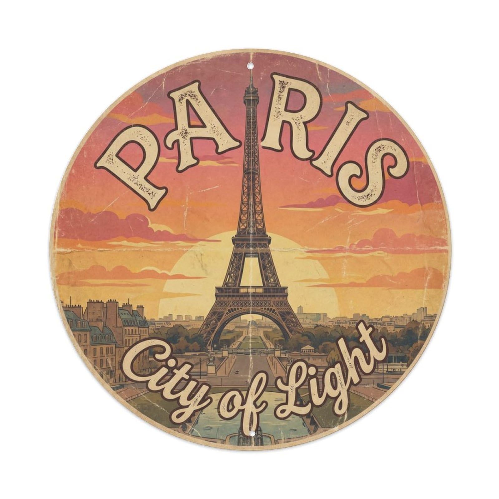 Vintage Travel Eiffel Tower Parisian Metal Tin Sign