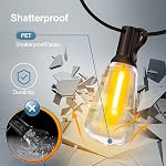 Outdoor String Lights with Remote Control - 100FT ST38 LED Patio String Lights E12 Shatterproof Bulbs Warm White Waterproof Bistro Lights for Backyard Pergola Deck Garden