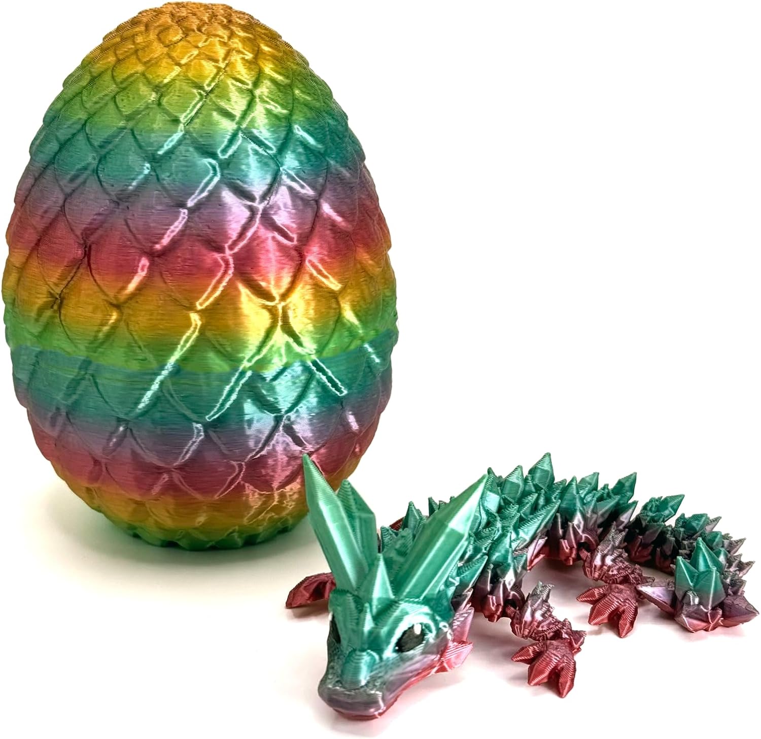My Life Happens 3D Printed Baby Crystal Dragon with Egg, Full Articulated Dragon Crystal Dragon, Home Office Decor Executive Desk Toys, Adults Fidget Toys for Autism/ADHD (Silk Red)