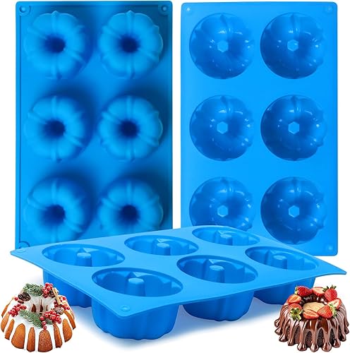 Molde de silicona para tartas de tubo estriado, 6Cavity Heritage - Molde de silicona para hornear, moldes antiadherentes para pastel de tubo