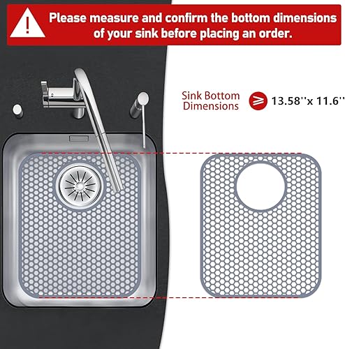 Miniatura 2 de Bestjing Protector de fregadero de silicona, paquete de 2 alfombrillas de fregadero de cocina de drenaje trasero de 13.58 x 11.6 pulgadas, plegable,
