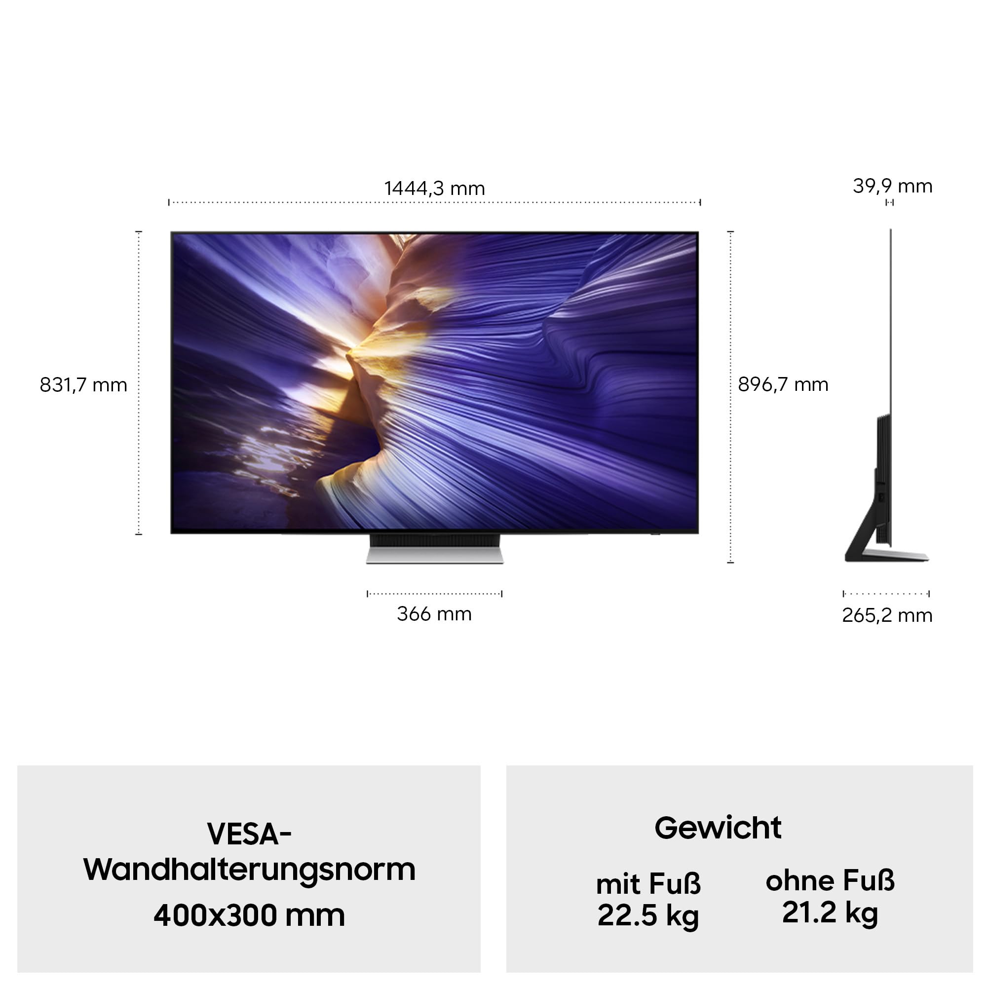 Samsung OLED 4K S90F 65 Zoll (163 cm), UHD Fernseher, Optimiert für Fussball und Gaming, NQ4 AI Gen3 Prozessor, OLED HDR+, 4K Upscaling Pro, Dolby Atmos, Motion Xcelerator, Samsung Vision AI Smart TV