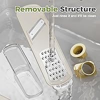 Vista 5 de 2 piezas de molinillo de ajo multifuncional y cortador de mandolina, herramienta trituradora de ajo 4 en 1, cortador de mandolina vegetal con Mezcla