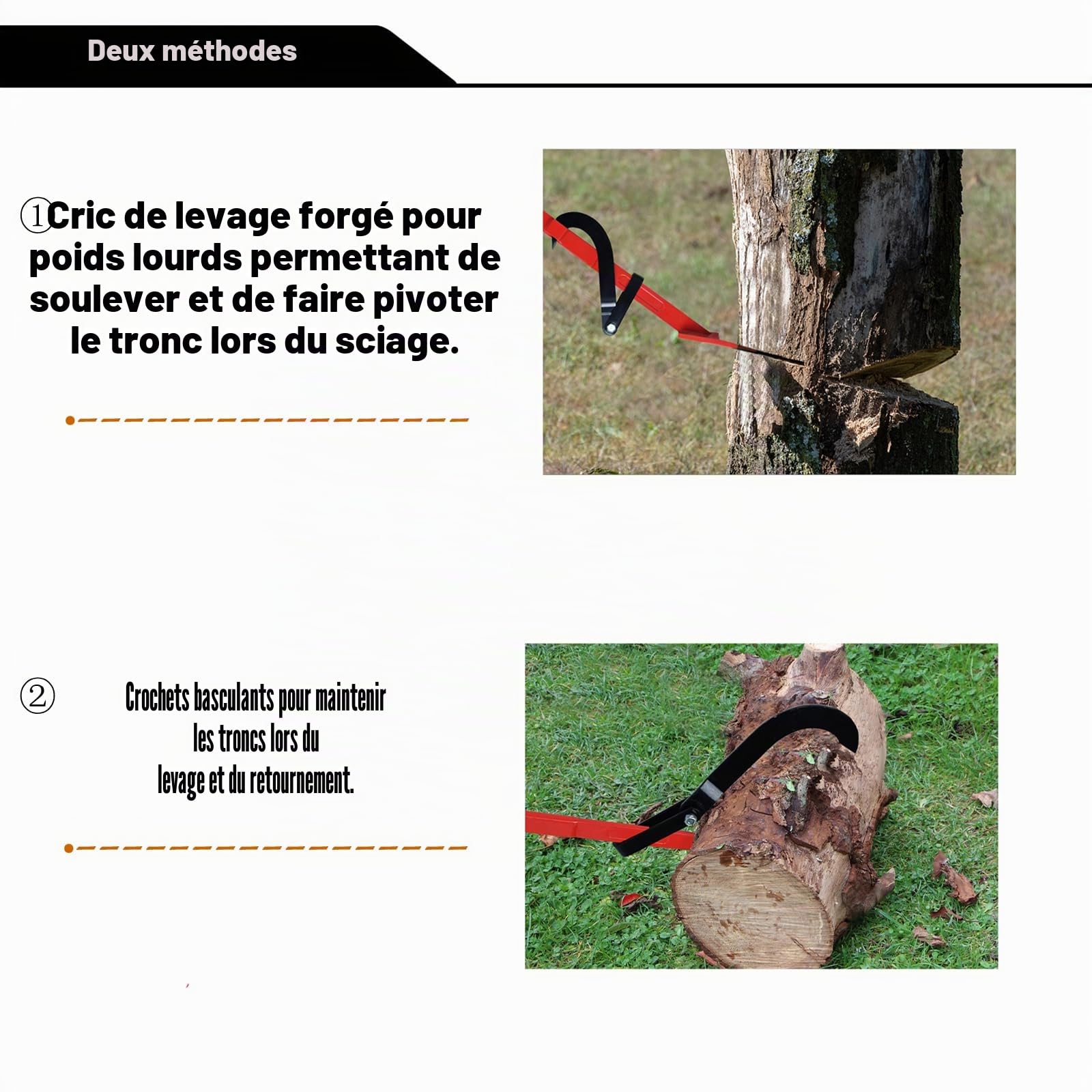YRHome Levier d'Abattage d'Arbres avec Tourne-Bois, Levier Forgé avec Crochet Courbé pour la Chute des Arbres, Lève-Tronc Robuste avec Crochet de Levage et Poignée pour le travail du bois - 130 cm