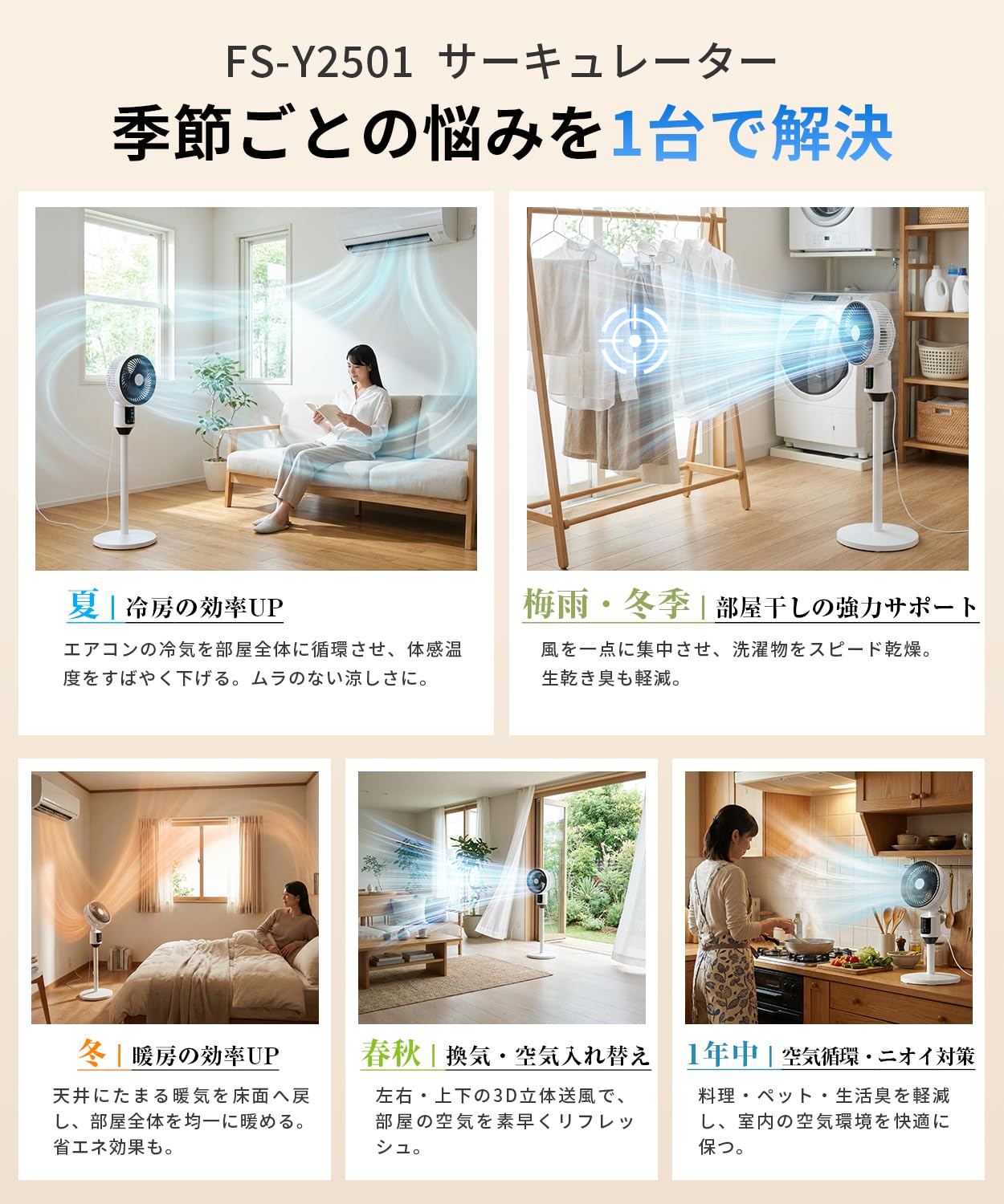 Amazon | BOTSIONE サーキュレーター 静音 DCモーター 20畳 3D首振り