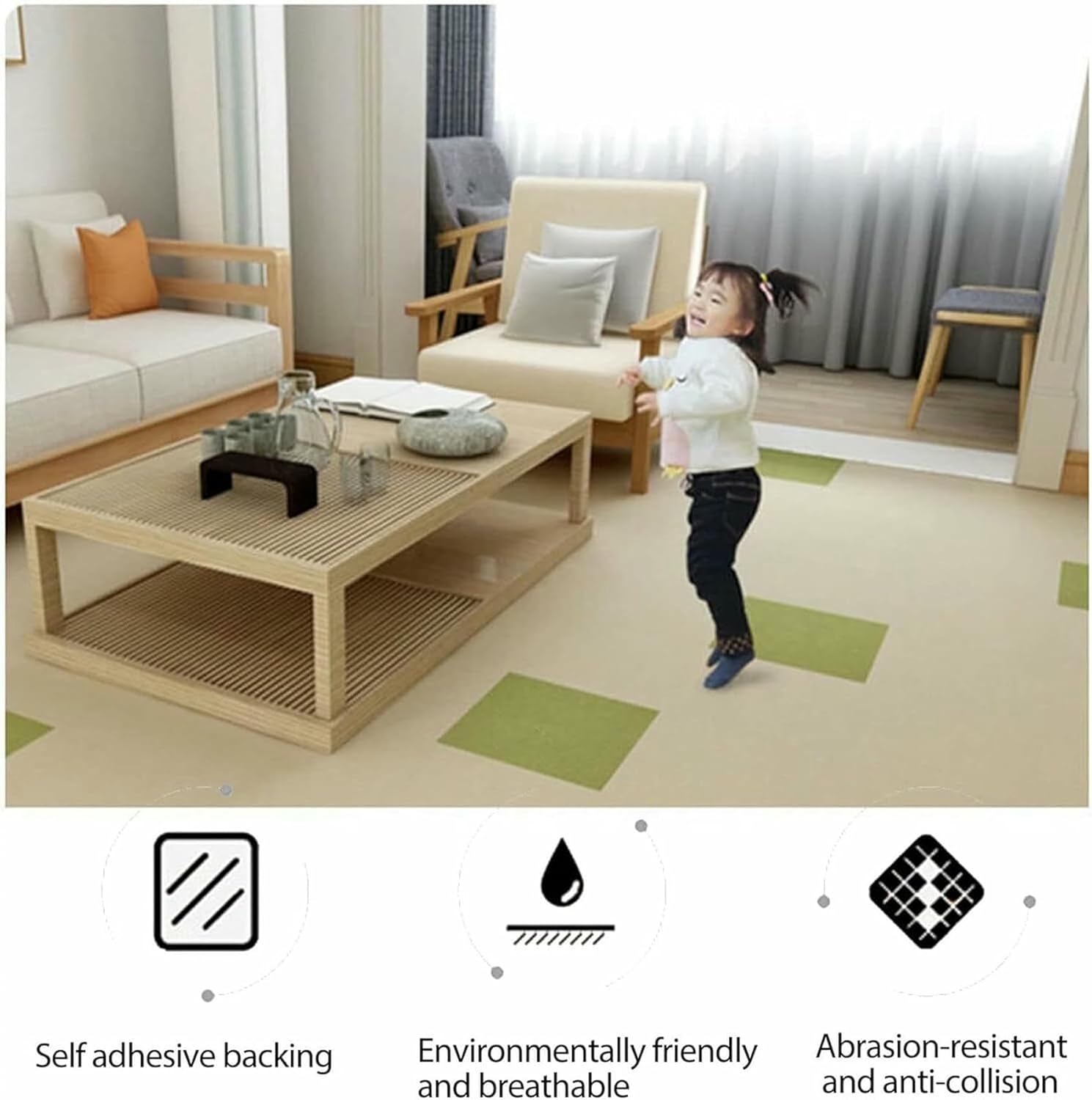 Self Adhesive Carpet Tile, Repeated Use Commercial Carpet Floor Tiles 12 * 12in DIY-Non-Slip Peel and Stick Carpeting Home Furnishings Rug~/