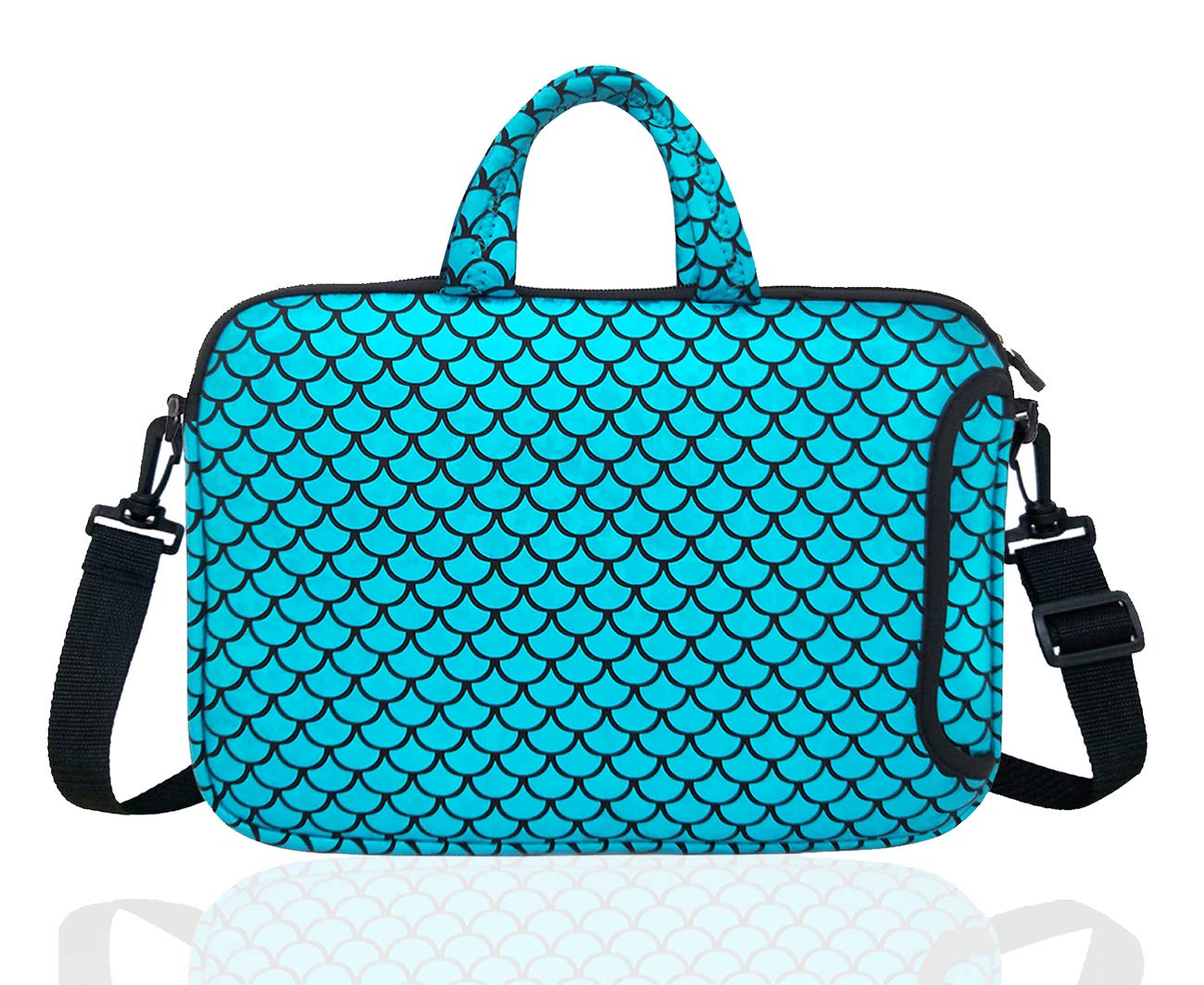 14-Inch Laptop Shoulder Carrying Bag Case Sleeve For 13" 13.3" 14 inch Macbook/Notebook/Ultrabook/Chromebook, Mermaid Scale (Blue)