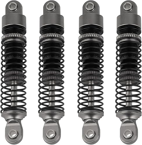 Miniatura 54 de Amortiguadores de aluminio de 2.323 in, amortiguadores de aceite roscados largos para 1/18 RC Crawler TRX4M TRX4-M Piezas de actualización (rojo)