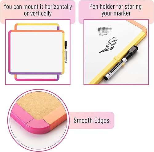 Miniatura 4 de Mr. Pen- Dry Erase Board, 14” x 11” with a Black Dry Erase Marker, Small Mini White Board for Students Colorful 2