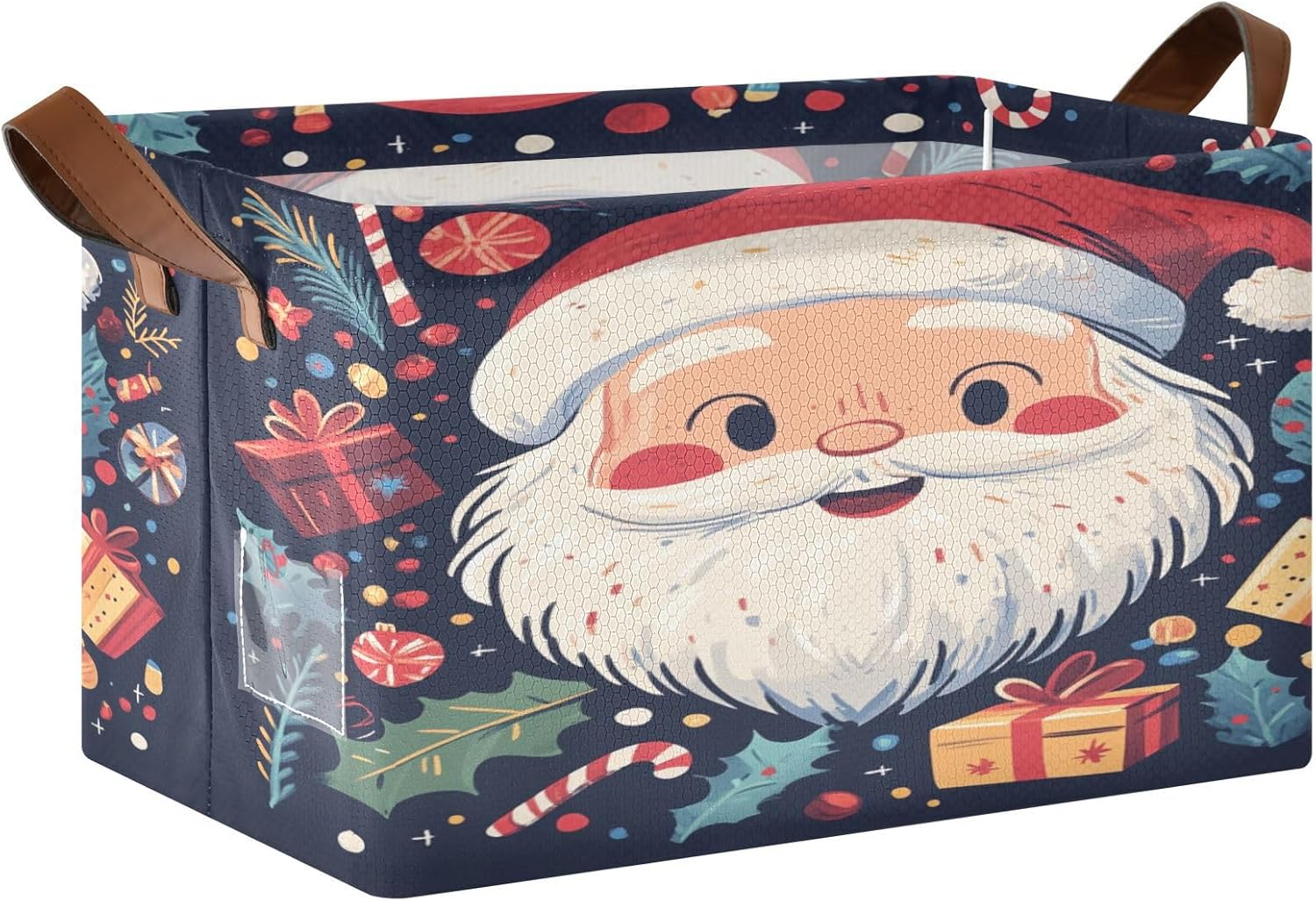 Presents Christmas Man 2 Pack Fabric Storage Bins for Shelves Collapsible Cube Storage Bin Basket Storage Cubes with Handle Under The Bed Storage Bins for Closet Clothes Home Office