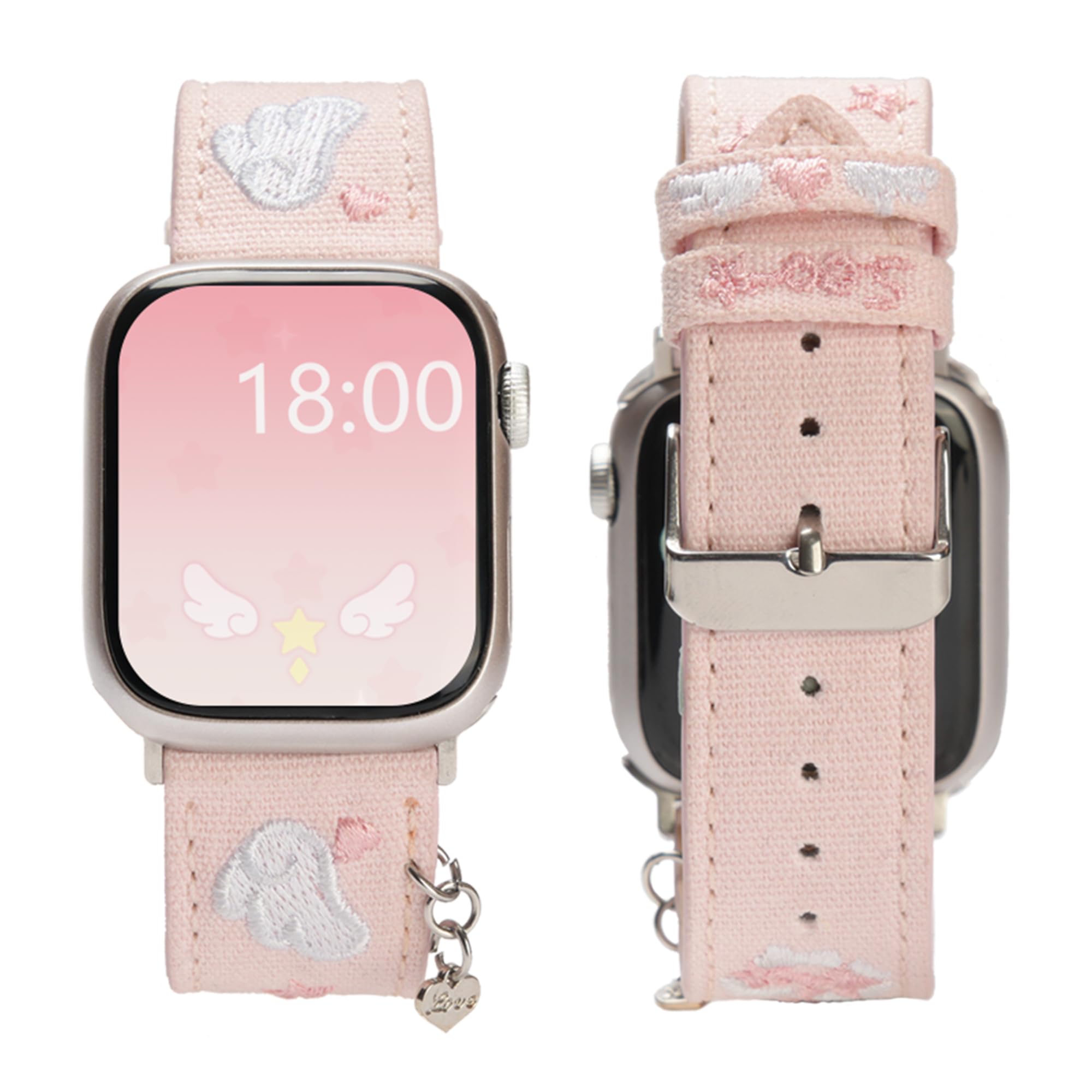 GeekShare Watch Band for Apple Watch Series 1-9 SE 42/44/45mm case,Adjustable Replacement Oxford Watch Strap Compatible with Apple Watch for Women Men - Star Wings Series