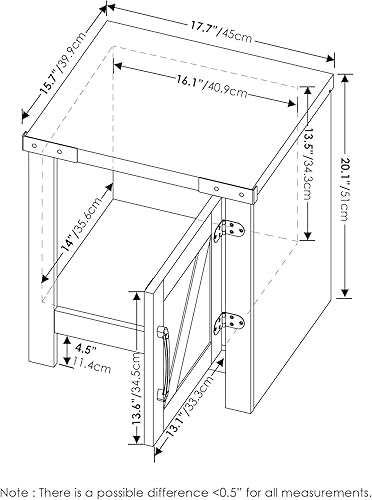 Miniatura 72 de Furinno - Colección Dario - Mesa auxiliar / mesita de arrime / mesita de noche / mesita de luz con cajón, paquete de 1, color expreso/marrón