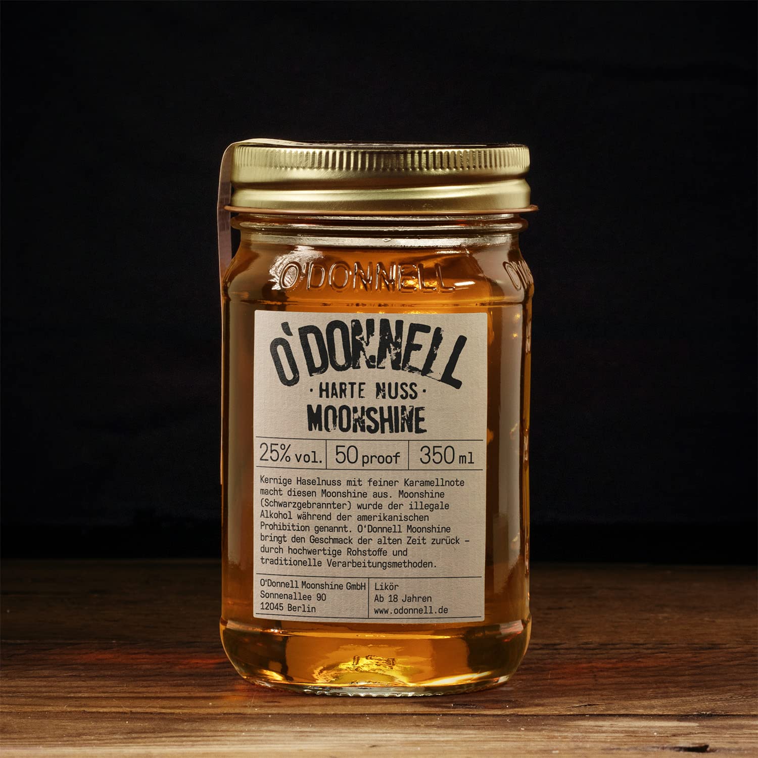 O'Donnell Moonshine Likör Geschenkset Made in Berlin – 3x Premium Likör Toffee, Kirsche & Haselnusslikör (350ml) + 2x Mason Jar Whiskey Gläser + Ausgießer (Geschenk für Männer) in Geschenkbox