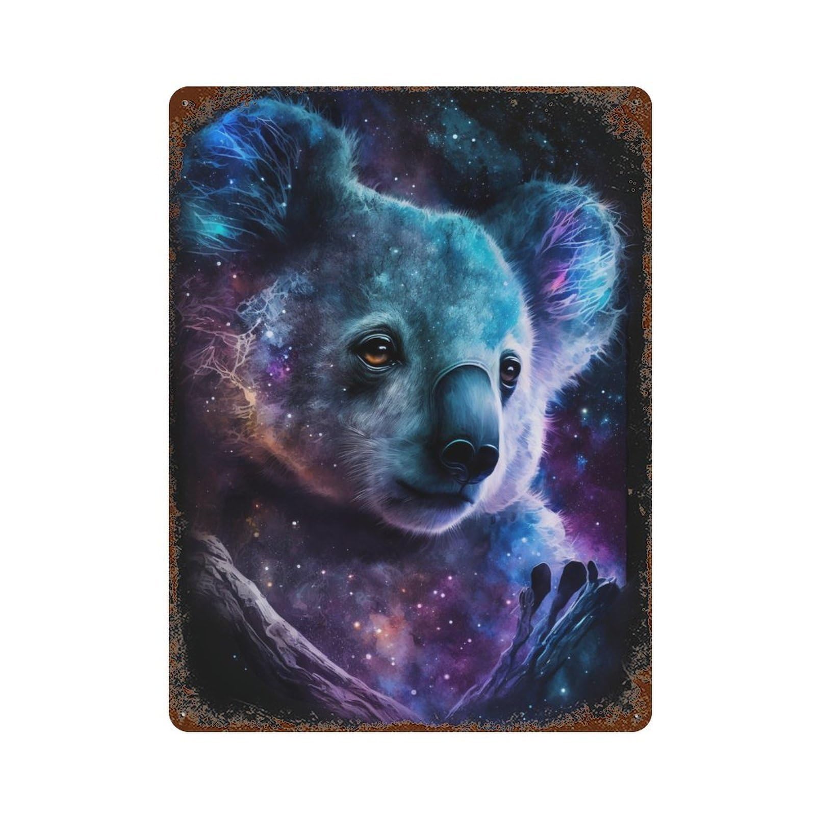 Cosmic Koala Art Print-9 15.7"x11.8" Vintage Rust Metal Sign, Decorative Metal Wall Art for Bistro, Counter And Cafe Decor