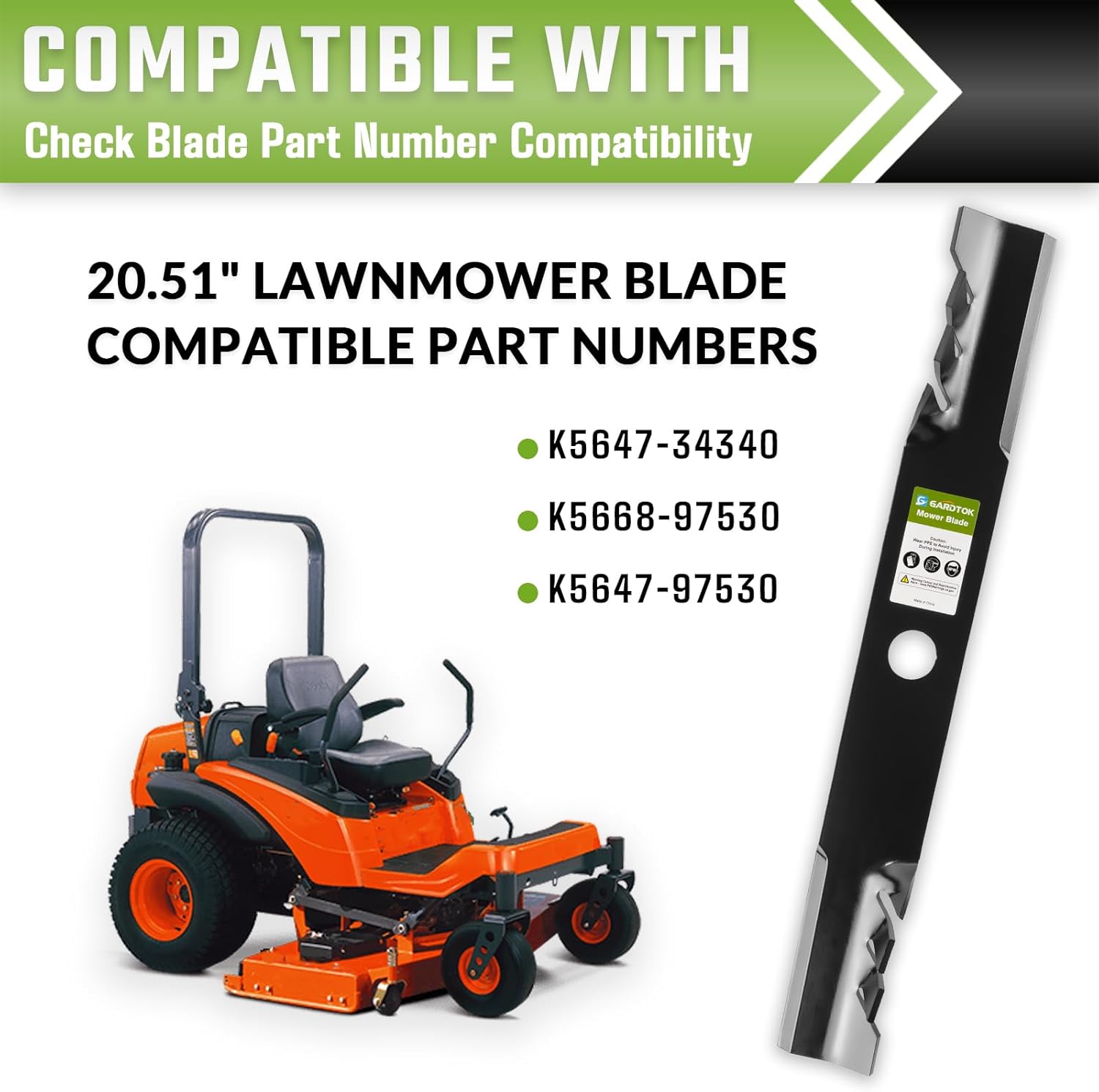 Mower Blades for Oregon 396-787 G6 Gator, Replacement for Kubota 76539-34330 K5647-34340 K5647-34330 ZD321 ZD326 ZD331 60" 6PCS