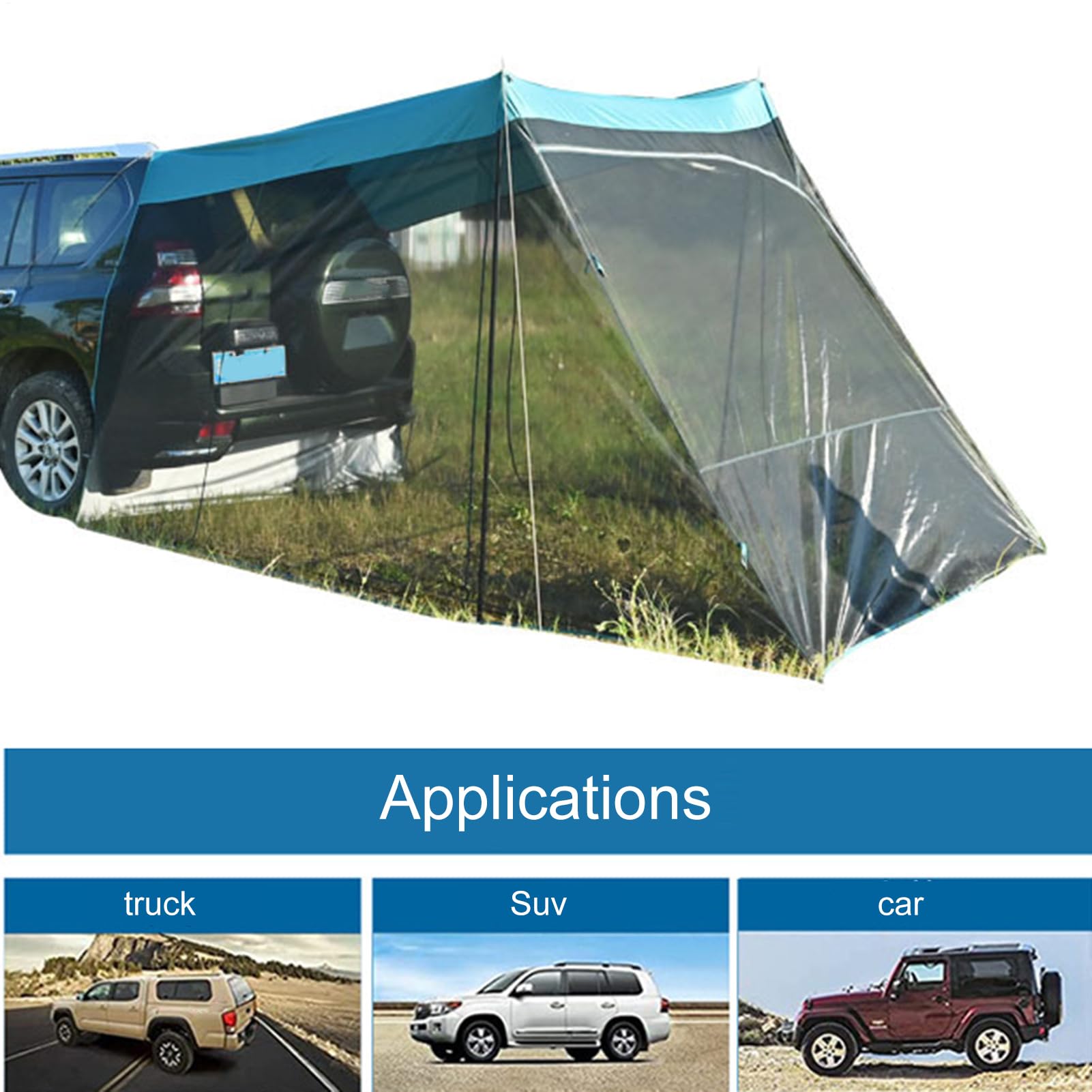 Generisch - Tenda per portellone posteriore, schermo di protezione UV NET | – tende – 137,8 x 118,11 x 82,68 in tenda da campeggio, tetto auto, tenda antivento per viaggi all'aperto