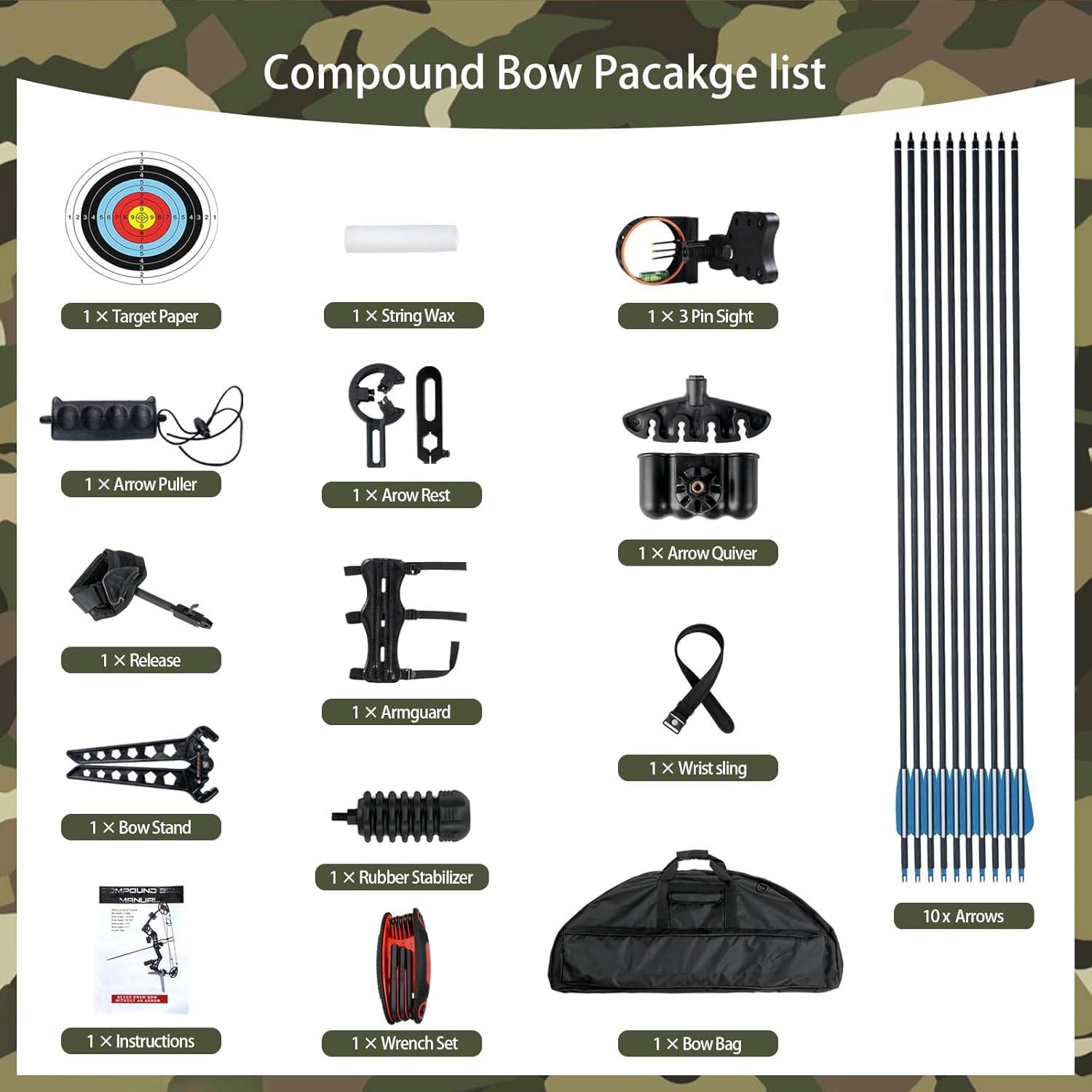 Compound Bow for Youth, Teenagers and Beginners 15-45LBS Draw Weight, Limbs Made in US, Ready to Shoot, Bow and Arrow Set with All The Archery Accessories